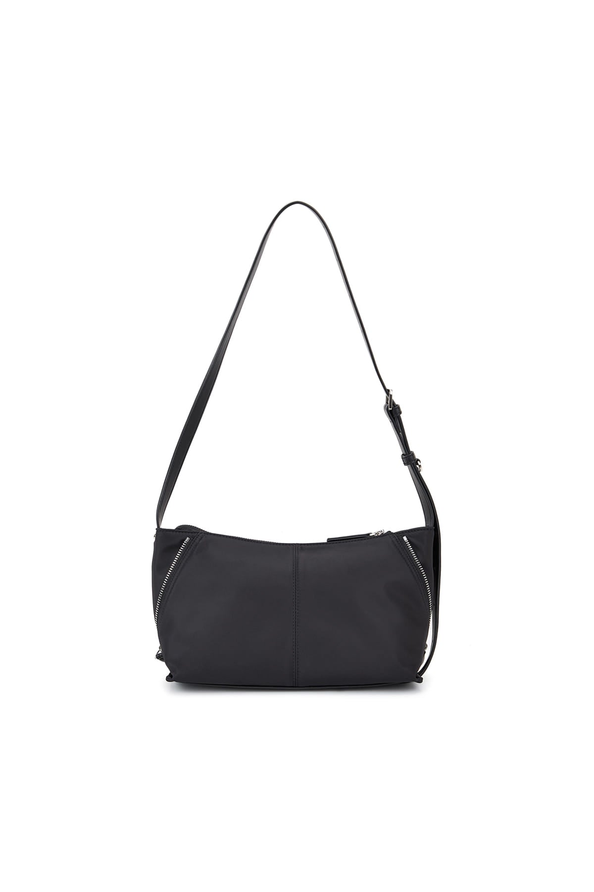 matinkim SIDE ZIPPER FABRIC TWO WAY BAG IN BLACK