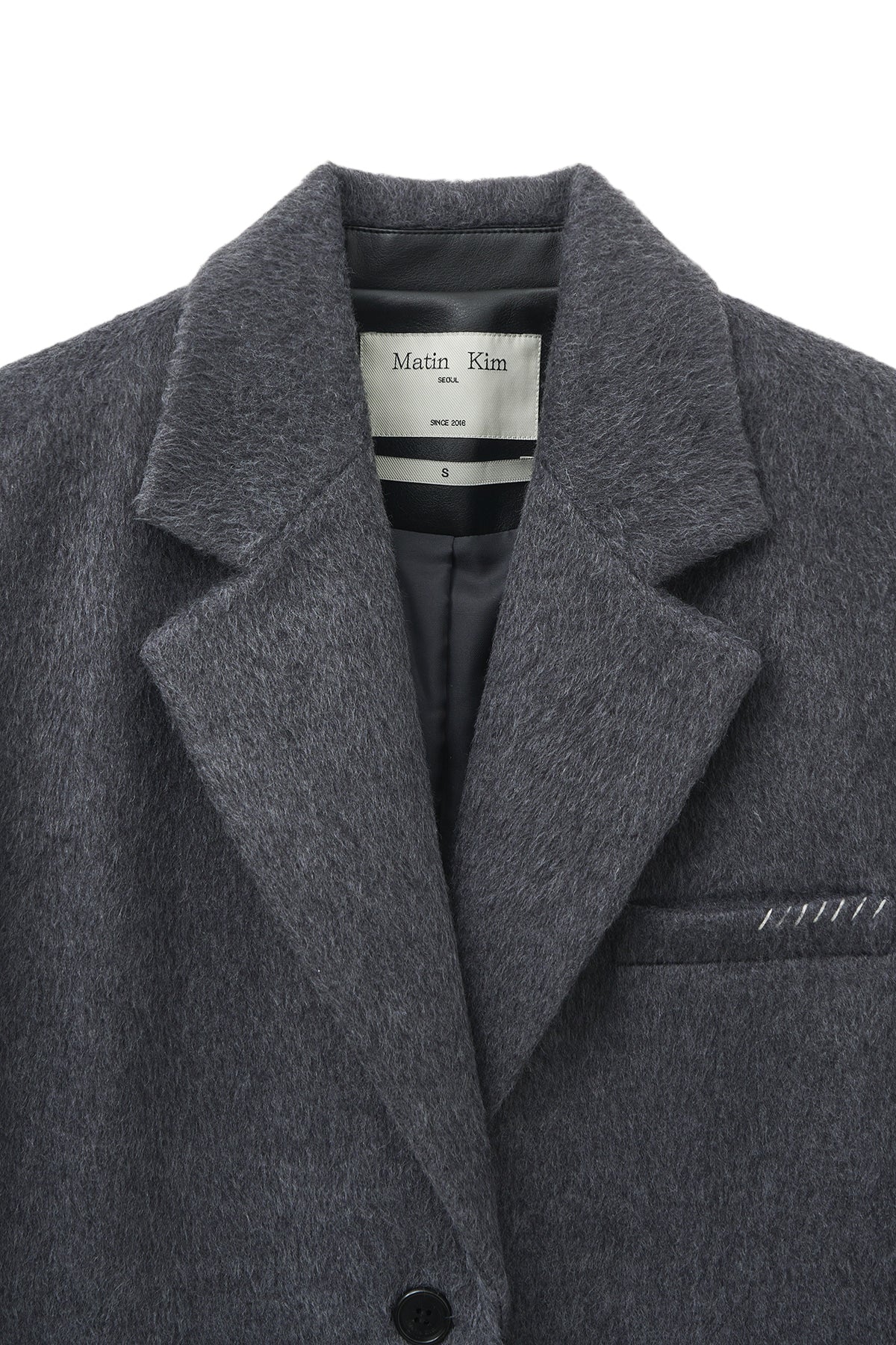 matinkim HAIRY OVERFIT STITCH SINGLE JACKET IN GREY