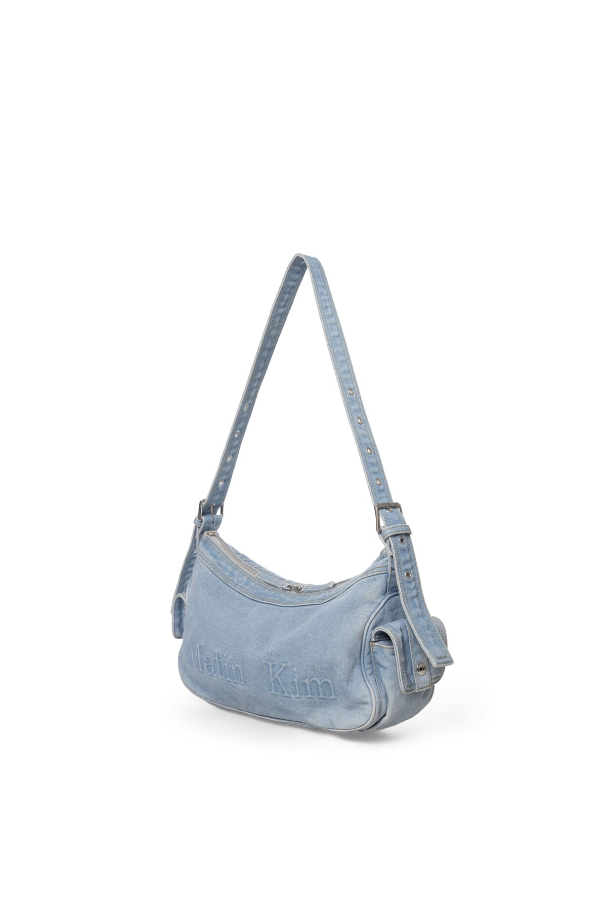 matinkim MATIN DUST DENIM SIDE POCKET BAG IN LIGHT BLUE