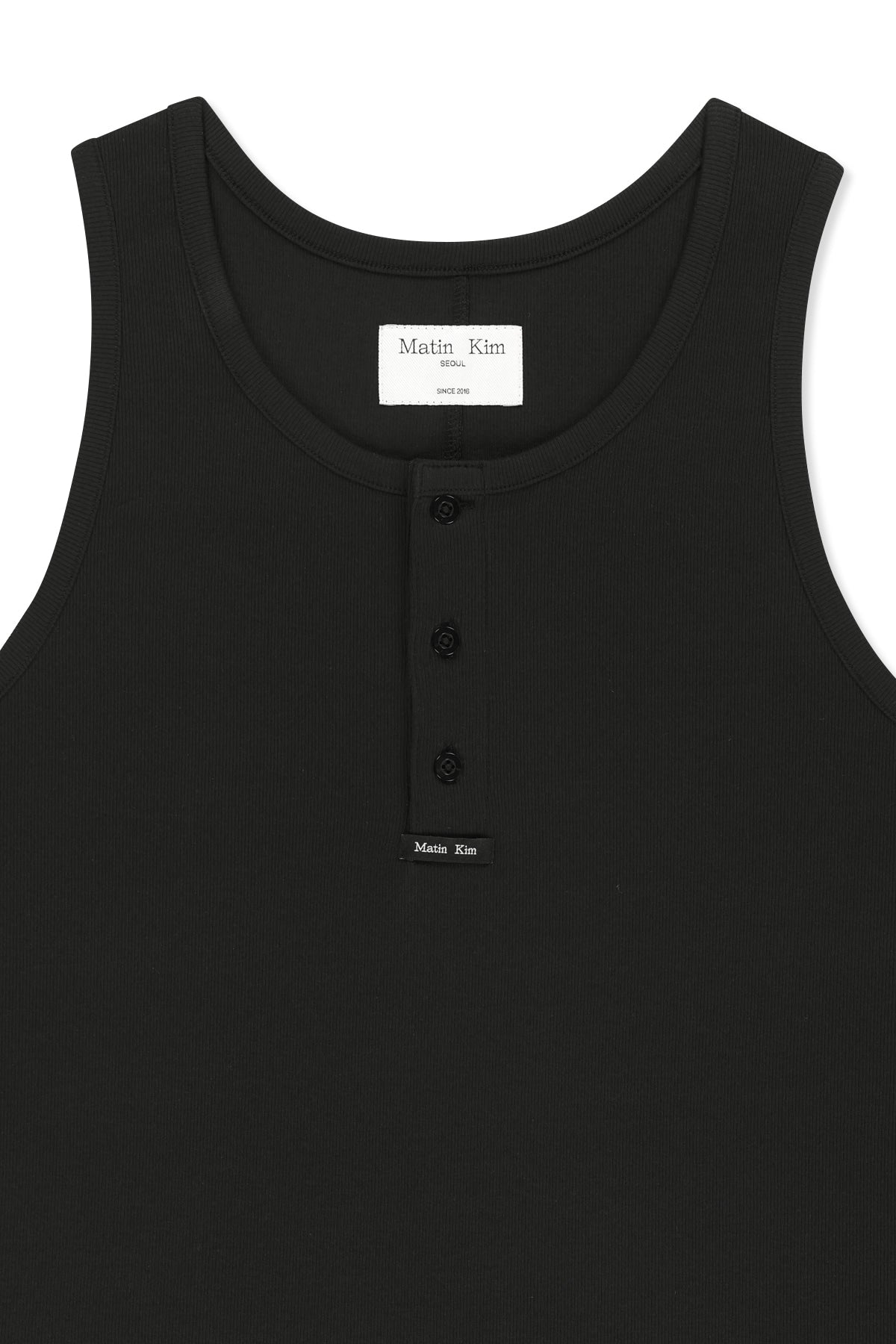 matinkim SLEEVELESS HENLEY TOP FOR MEN IN BLACK