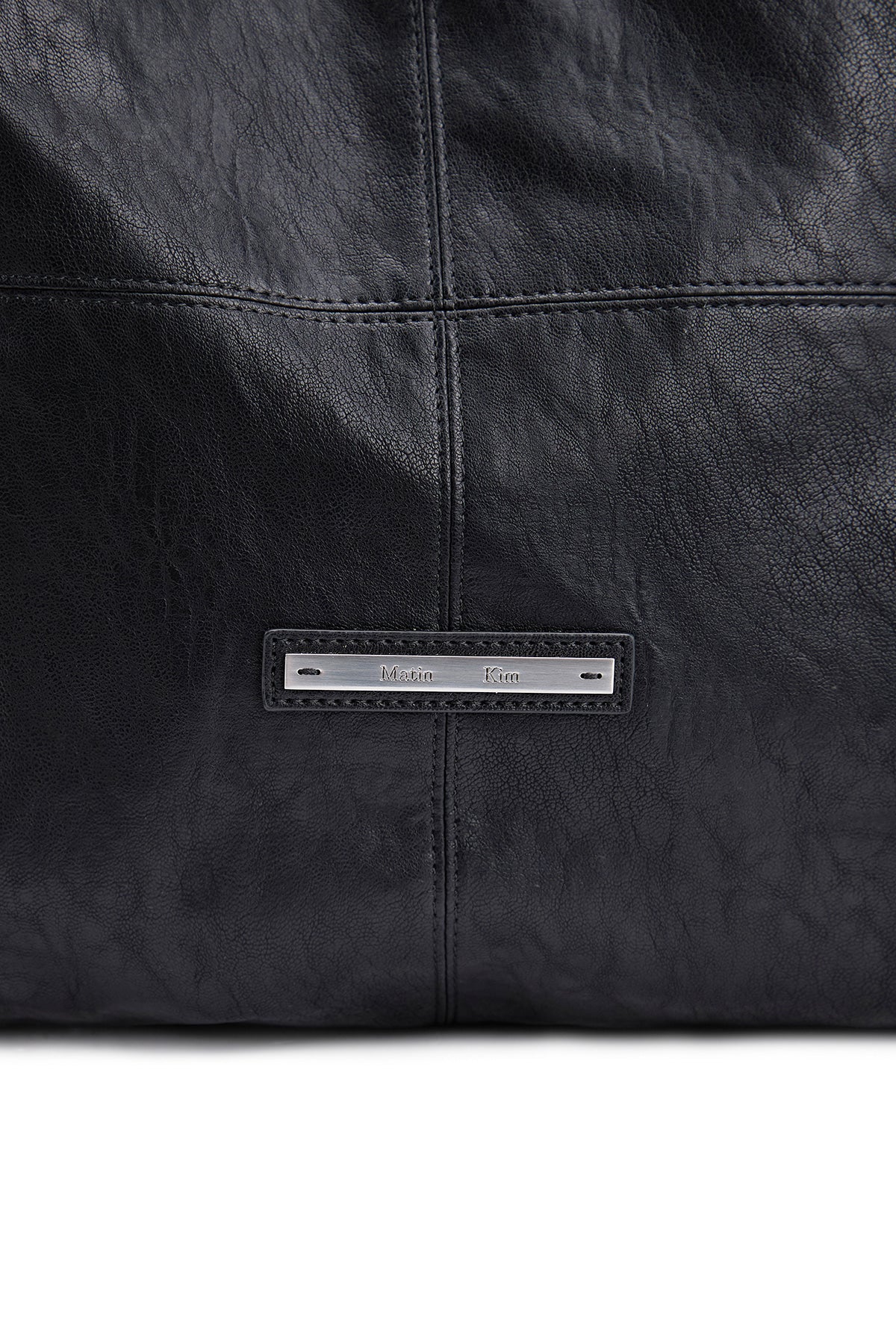matinkim SIDE STRING LEATHER BIG SHOULDER BAG IN BLACK