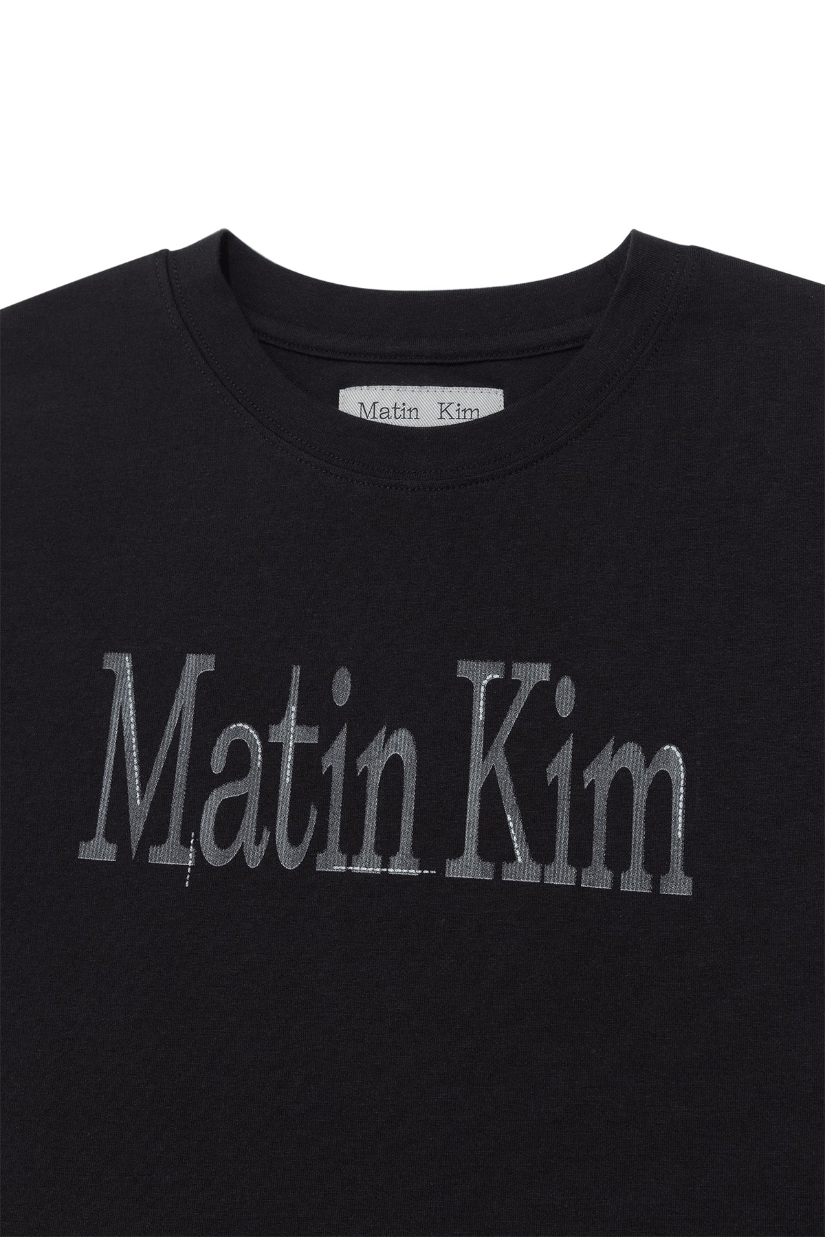 matinkim PATTERN ARTWORK LOGO CROP TOP IN BLACK