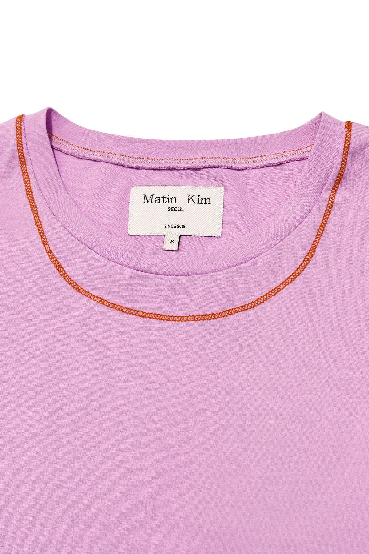matinkim STITCH POINT SMALL LOGO TOP IN PINK