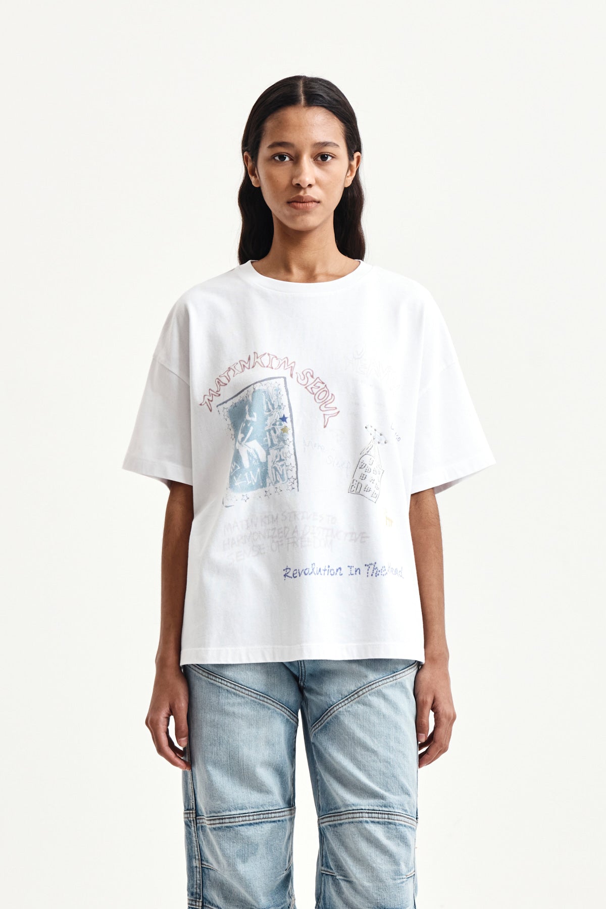 matinkim GRAFFITI ARTWORK TOP IN WHITE