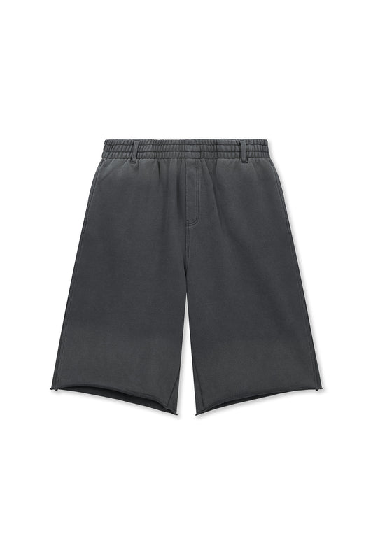 matinkim VINTAGE WASHED BACK LOGO BERMUDA SWEATPANTS IN CHARCOAL