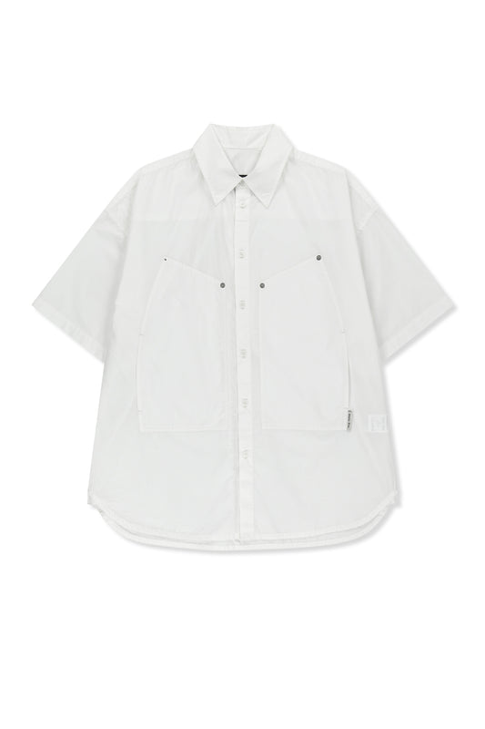 matinkim HALF SLEEVE POCKET SHIRT IN WHITE