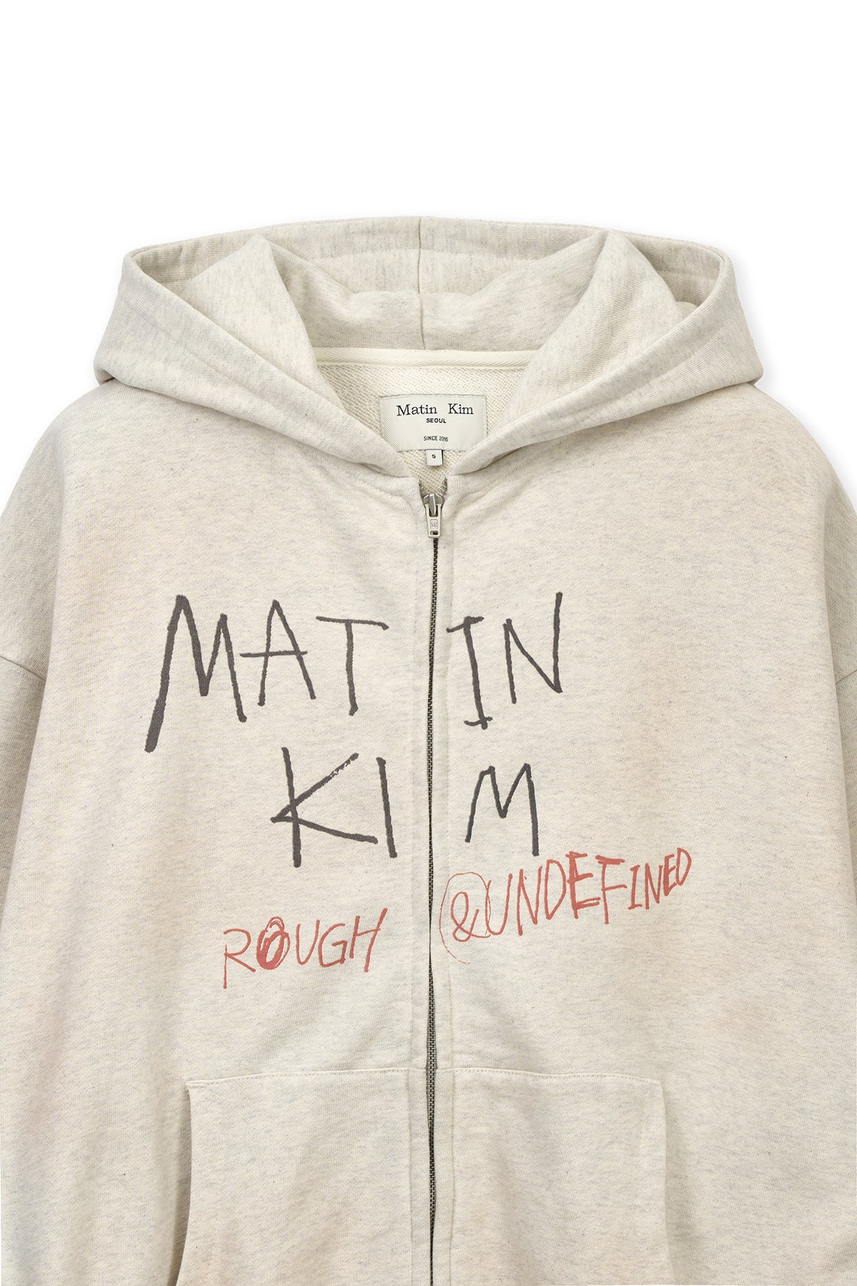 matinkim VINTAGE WASHED GRAFFITI HOODY ZIP UP IN BEIGE