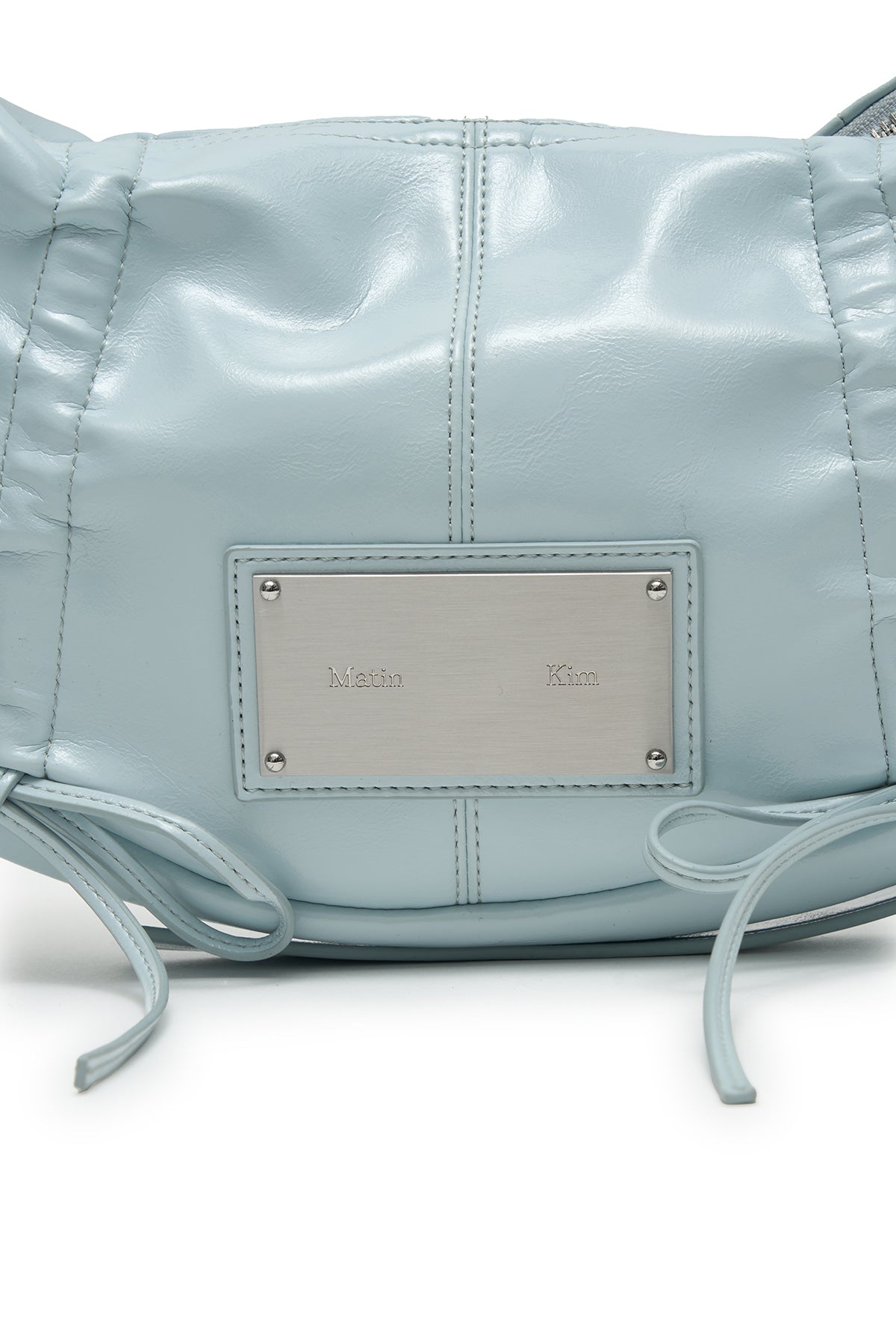 matinkim HALF SHIRRING RIBBON ROUND BAG IN SKY