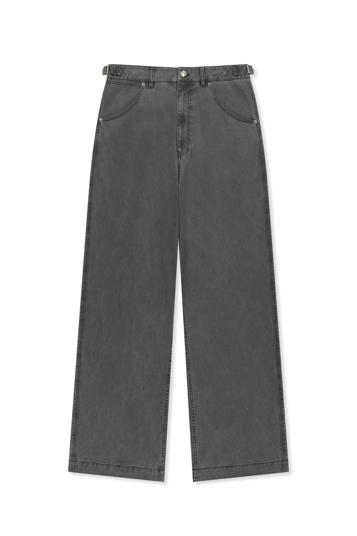 matinkim SIDE TAB WASHED COTTON PANTS IN CHARCOAL