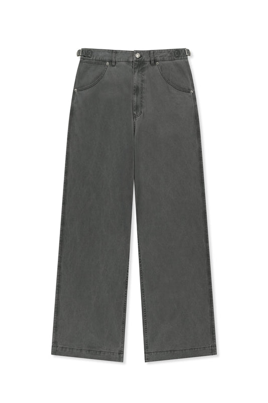 matinkim SIDE TAB WASHED COTTON PANTS IN CHARCOAL