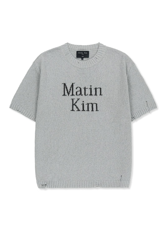 matinkim HALF SLEEVE LOGO PULLOVER FOR MEN IN LIGHT GREY
