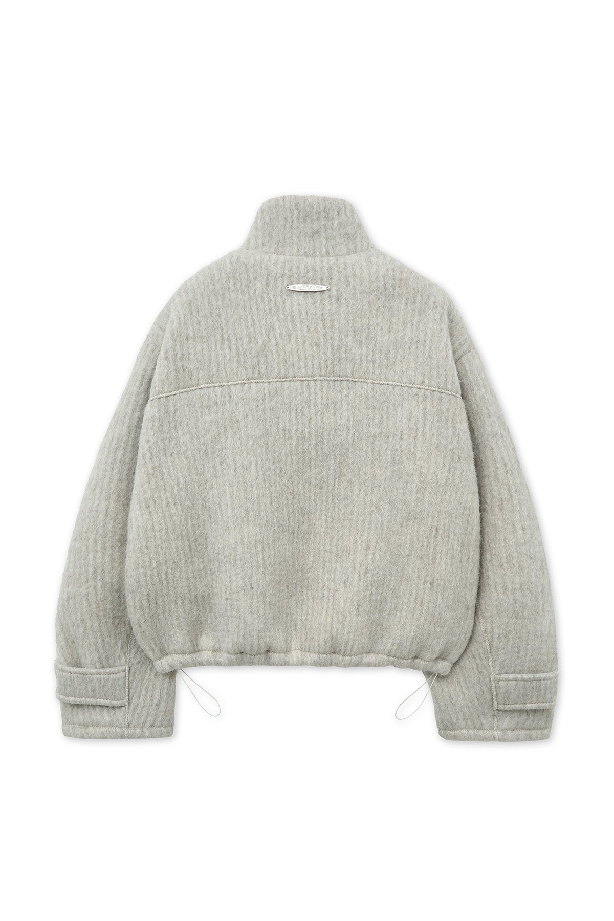 matinkim HAIRY HIGH NECK ZIP UP JUMPER IN LIGHT BEIGE