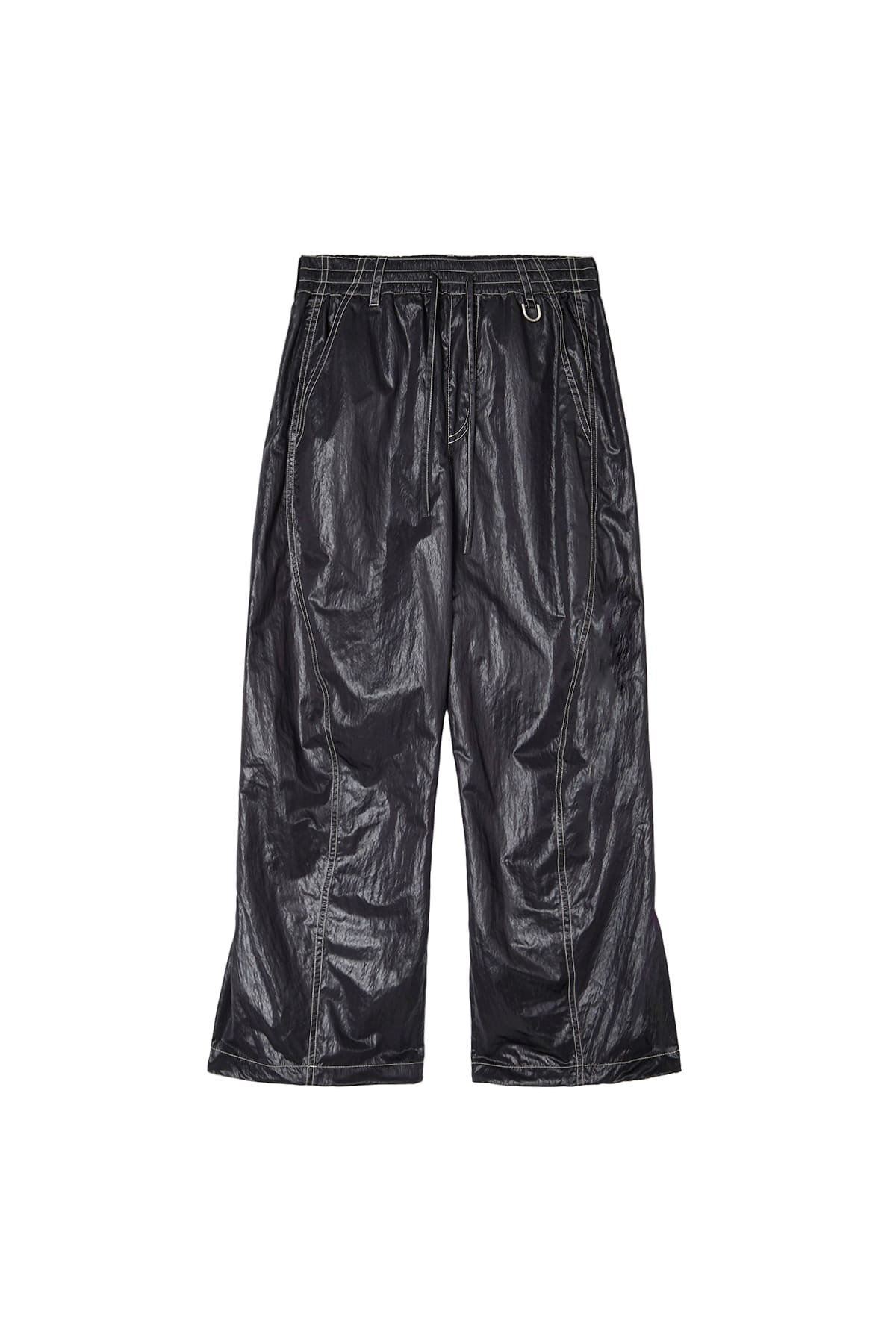 matinkim GLOSSY BANDING TRACK PANTS IN BLACK