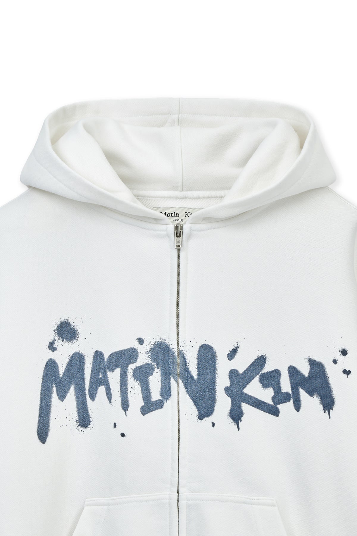 matinkim GRAFFITI LOGO HOODY ZIP UP IN WHITE