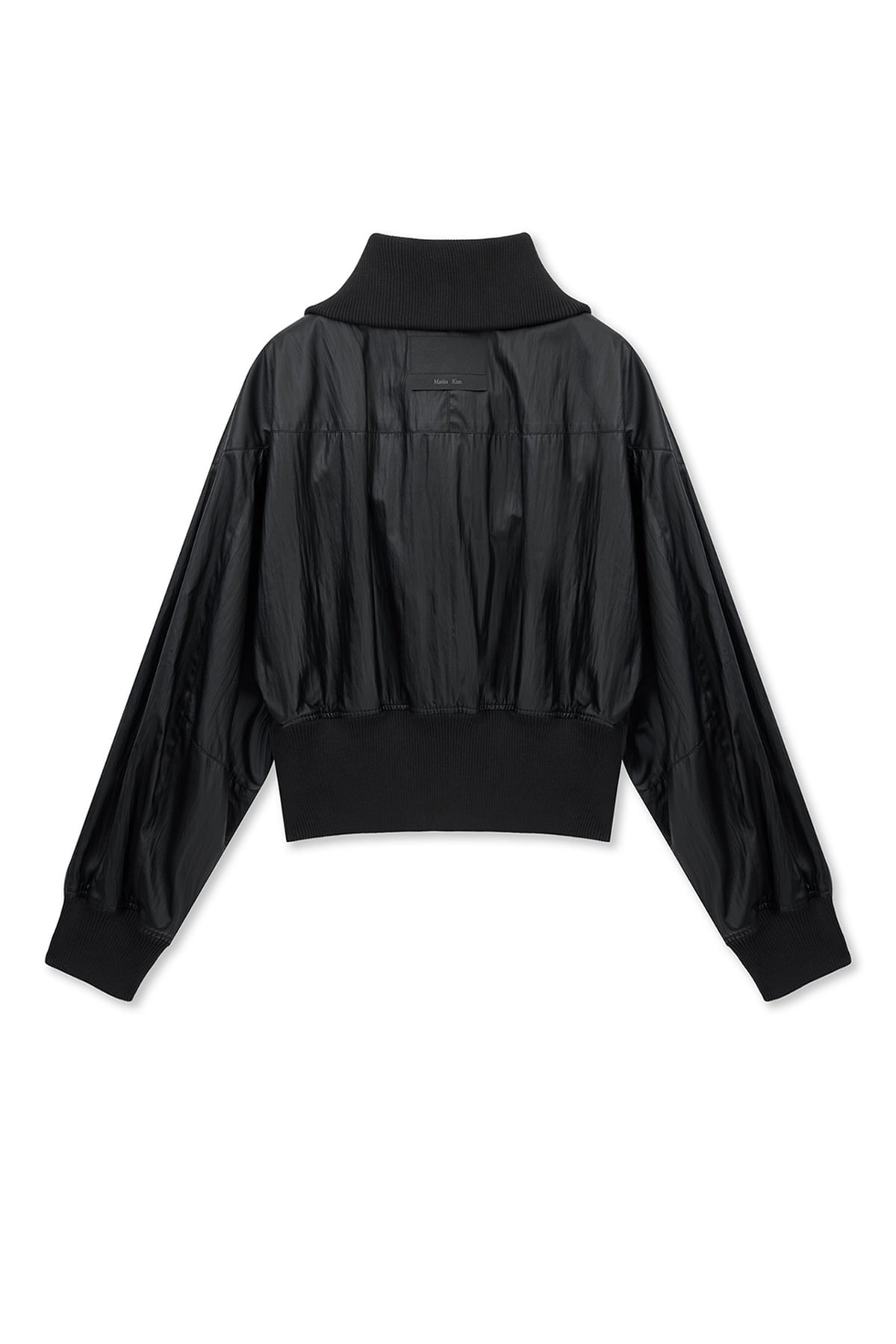 matinkim SHINE CRINKLE ZIP BLOUSON IN BLACK