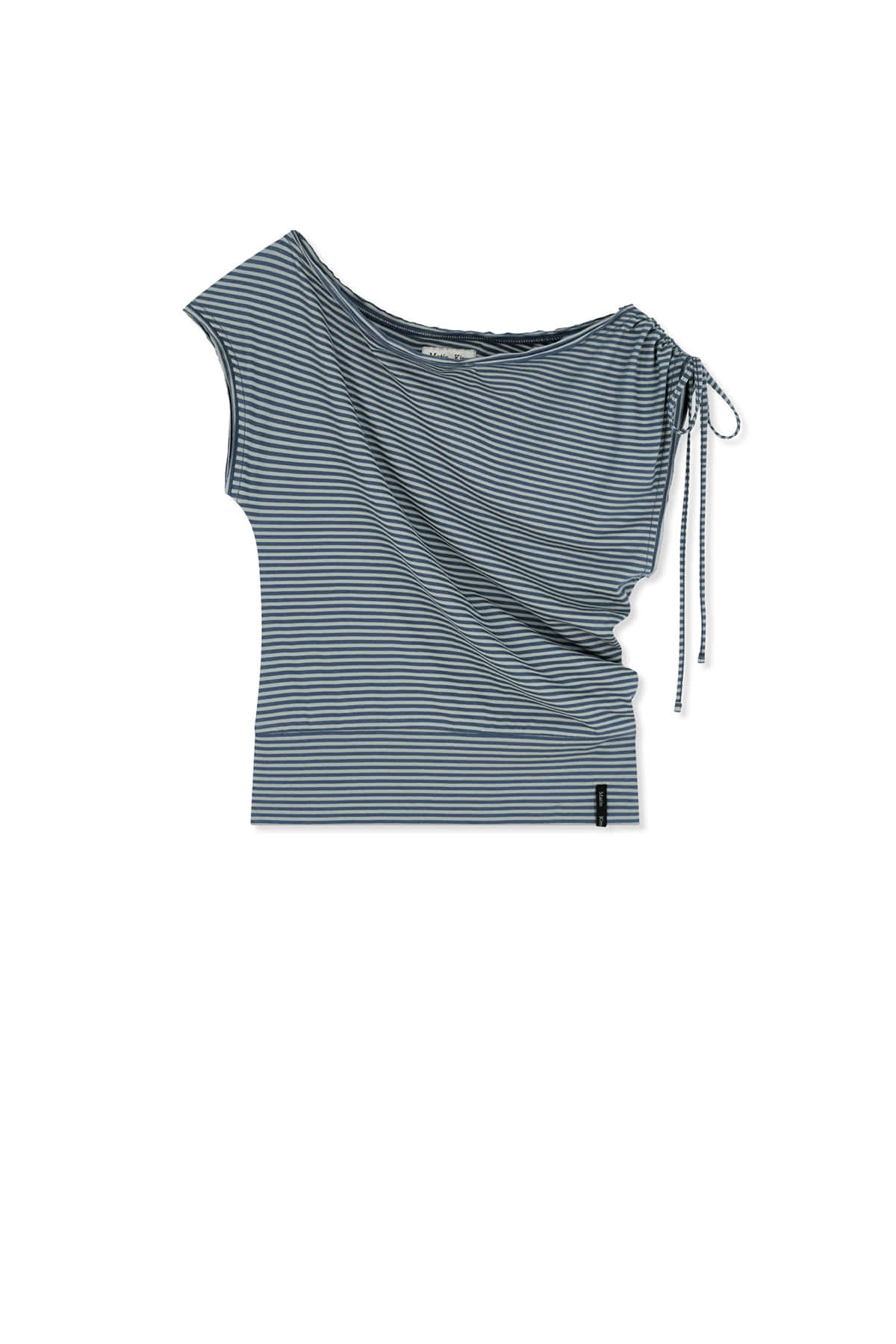 matinkim DRAPED ASYMMETRIC SLEEVELESS TOP IN SMOKE BLUE