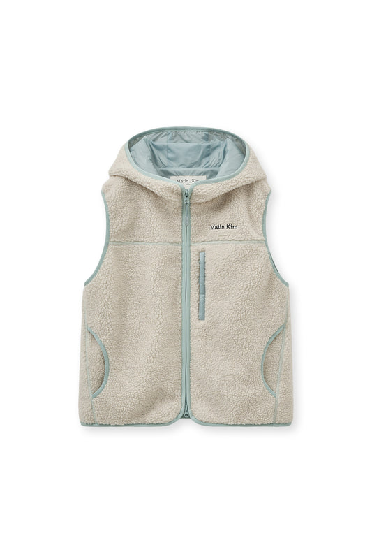 matinkim FLEECE HOODY VEST IN IVORY