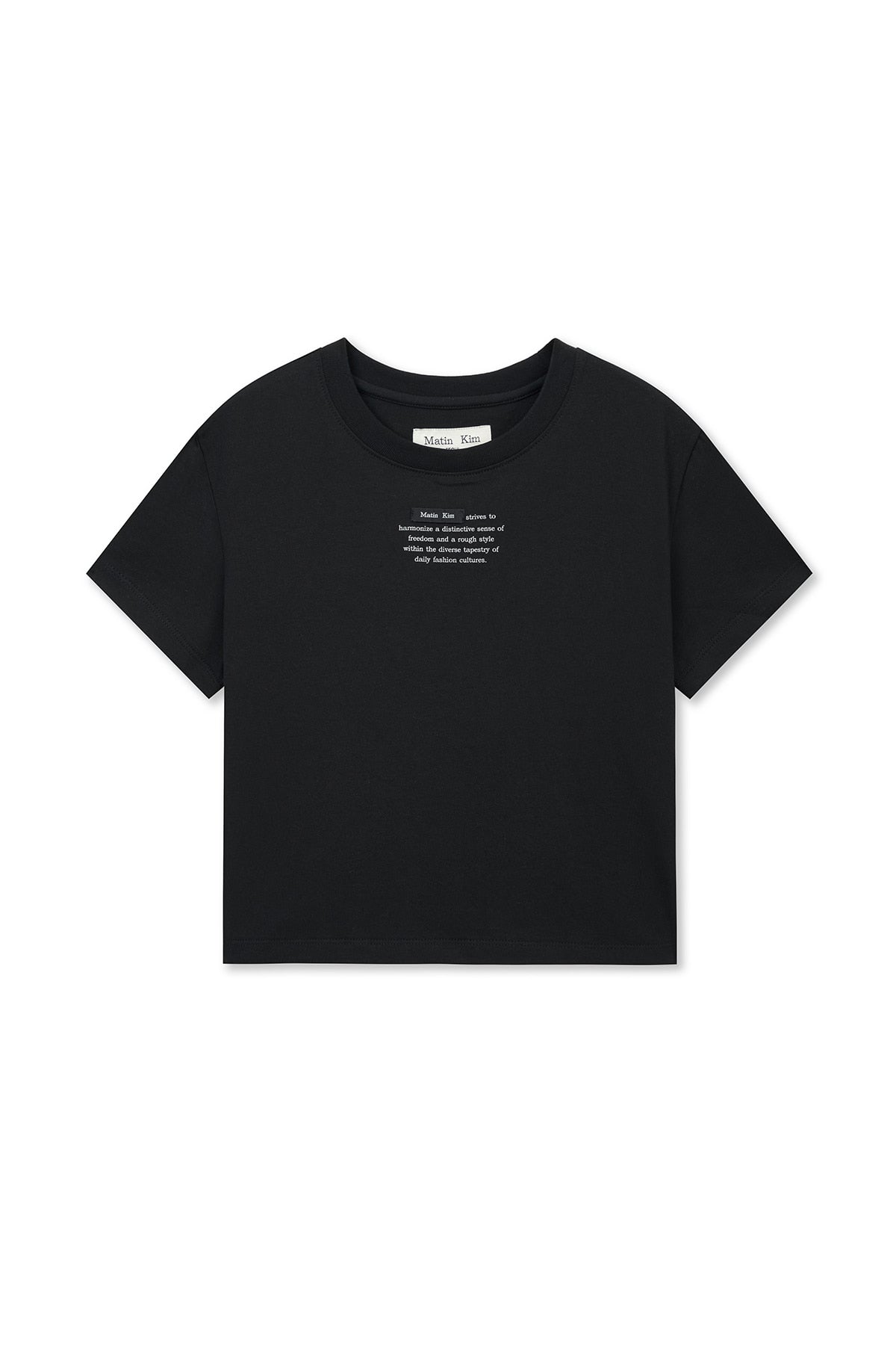 matinkim LABEL POINT LETTERING CROP TOP IN BLACK