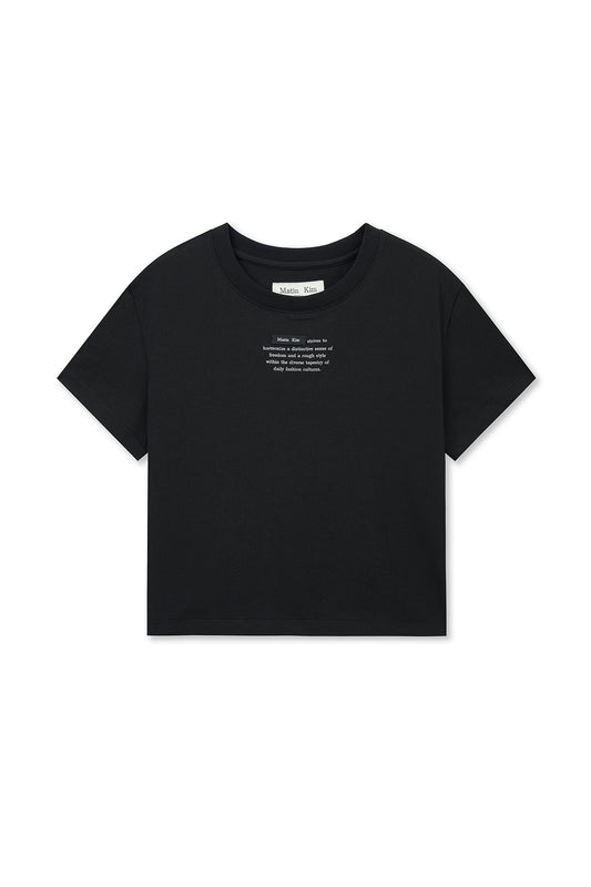 matinkim LABEL POINT LETTERING CROP TOP IN BLACK