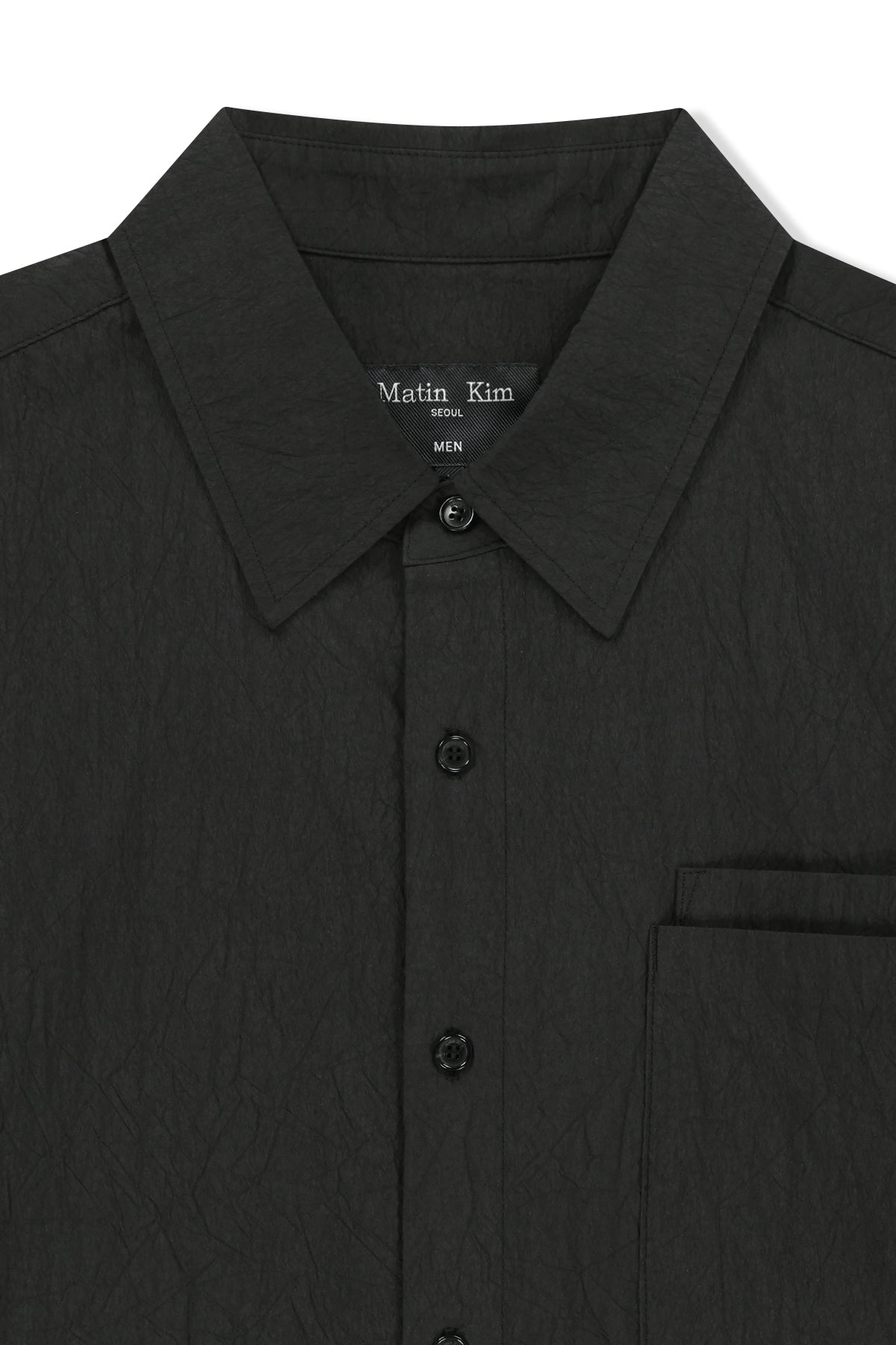 matinkim SMALL LOGO OVER FIT SHIRT FOR MEN IN CHARCOAL