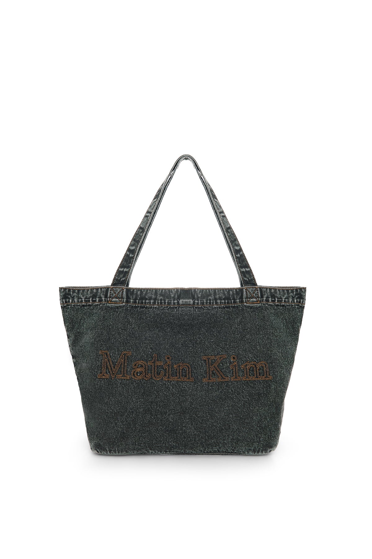 matinkim MATIN STITCH DENIM SHOULDER BAG IN BLACK