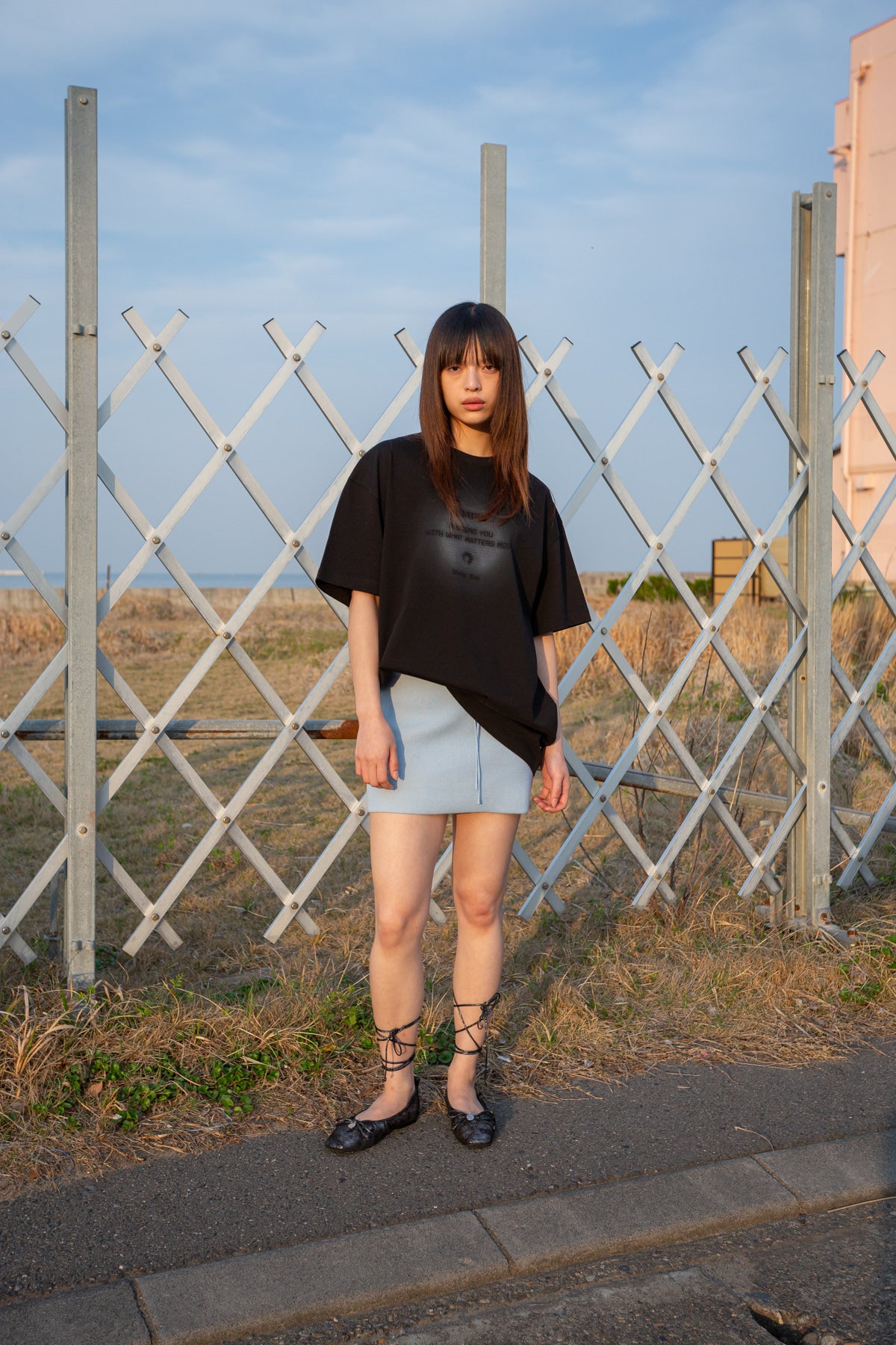 matinkim PAIRING LOGO PRINTING TOP FOR WOMEN IN BLACK