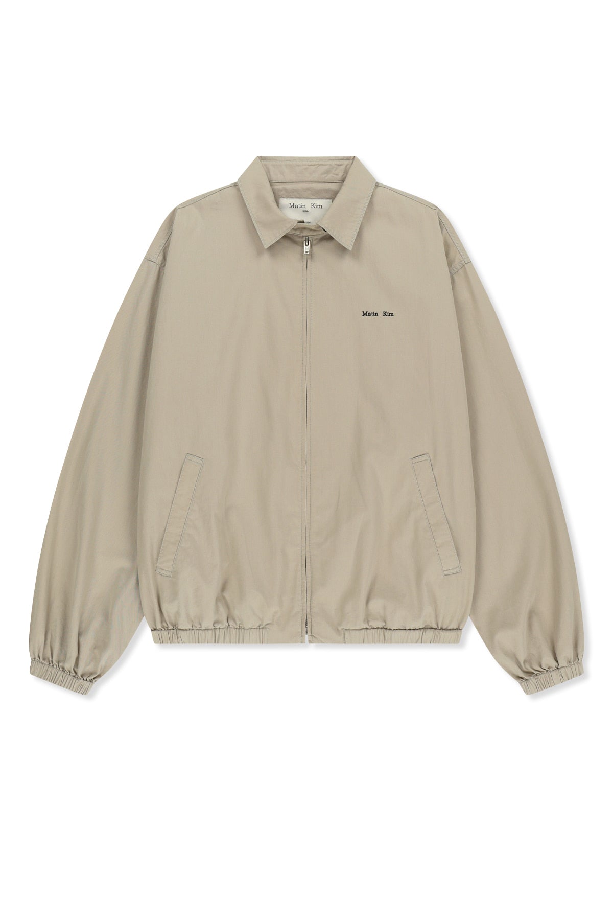 matinkim SMALL LOGO COTTON ZIP UP JUMPER IN LIGHT BEIGE