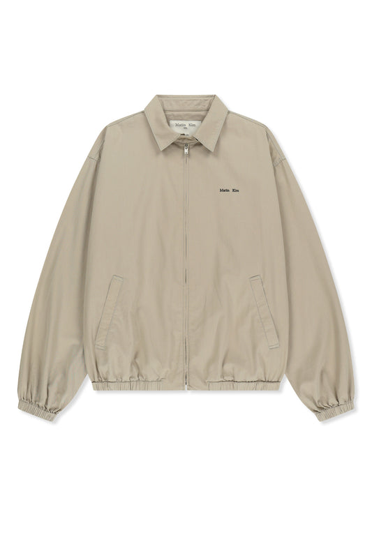 matinkim SMALL LOGO COTTON ZIP UP JUMPER IN LIGHT BEIGE