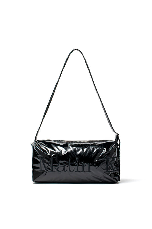 matinkim GLOSSY LOGO STITCH CROSS BAG IN BLACK