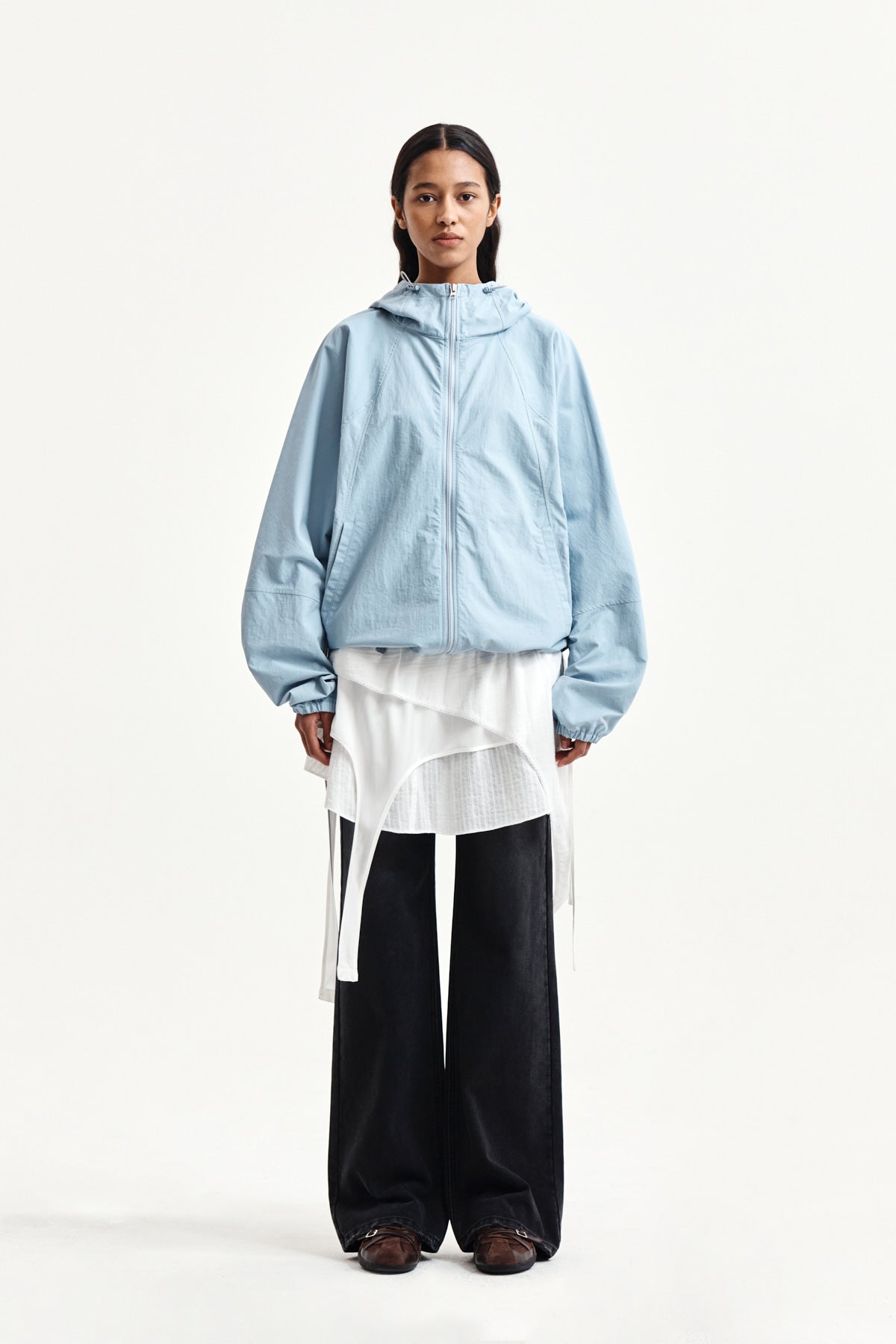 matinkim MULTI PANEL LAYERED SKIRT IN WHITE