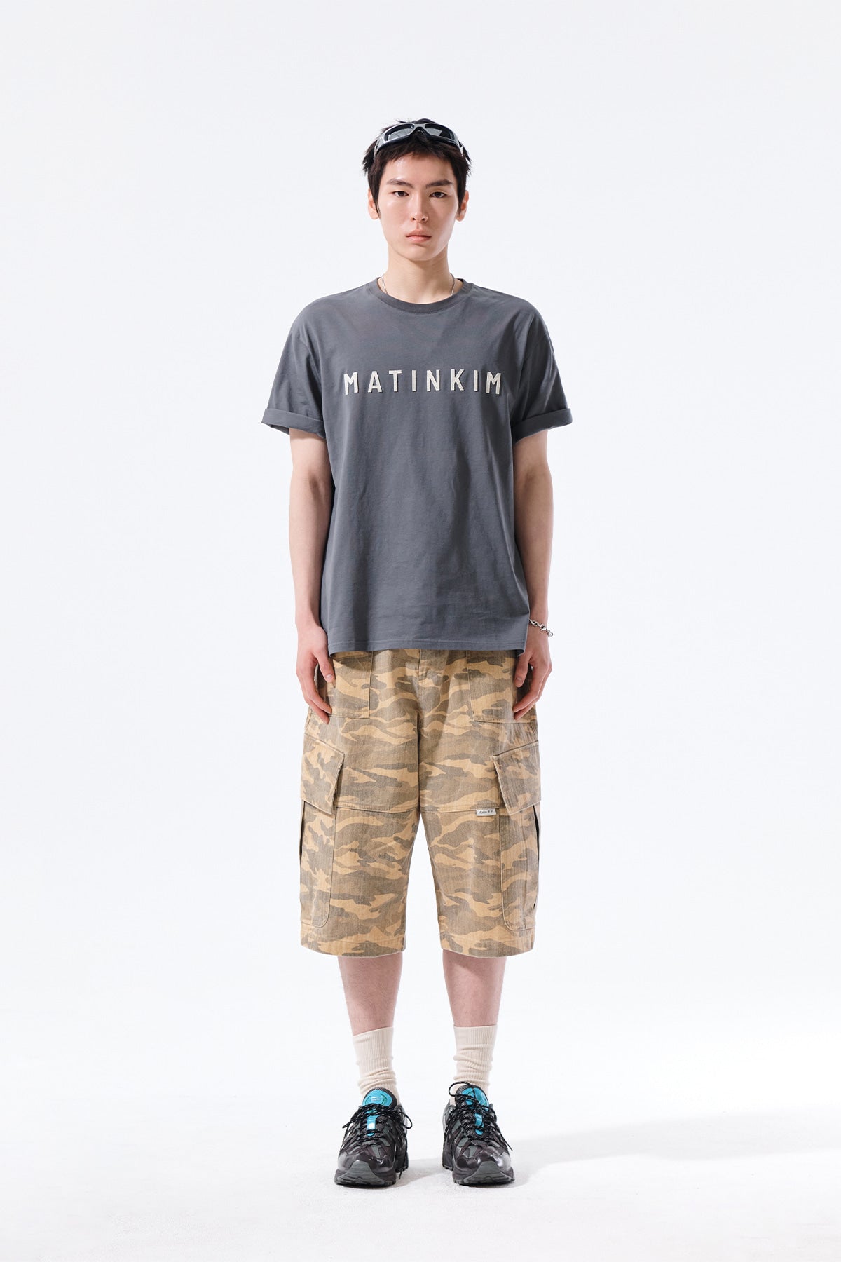 matinkim CAMOUFLAGE CARGO BERMUDA PANTS FOR MEN IN CAMEL
