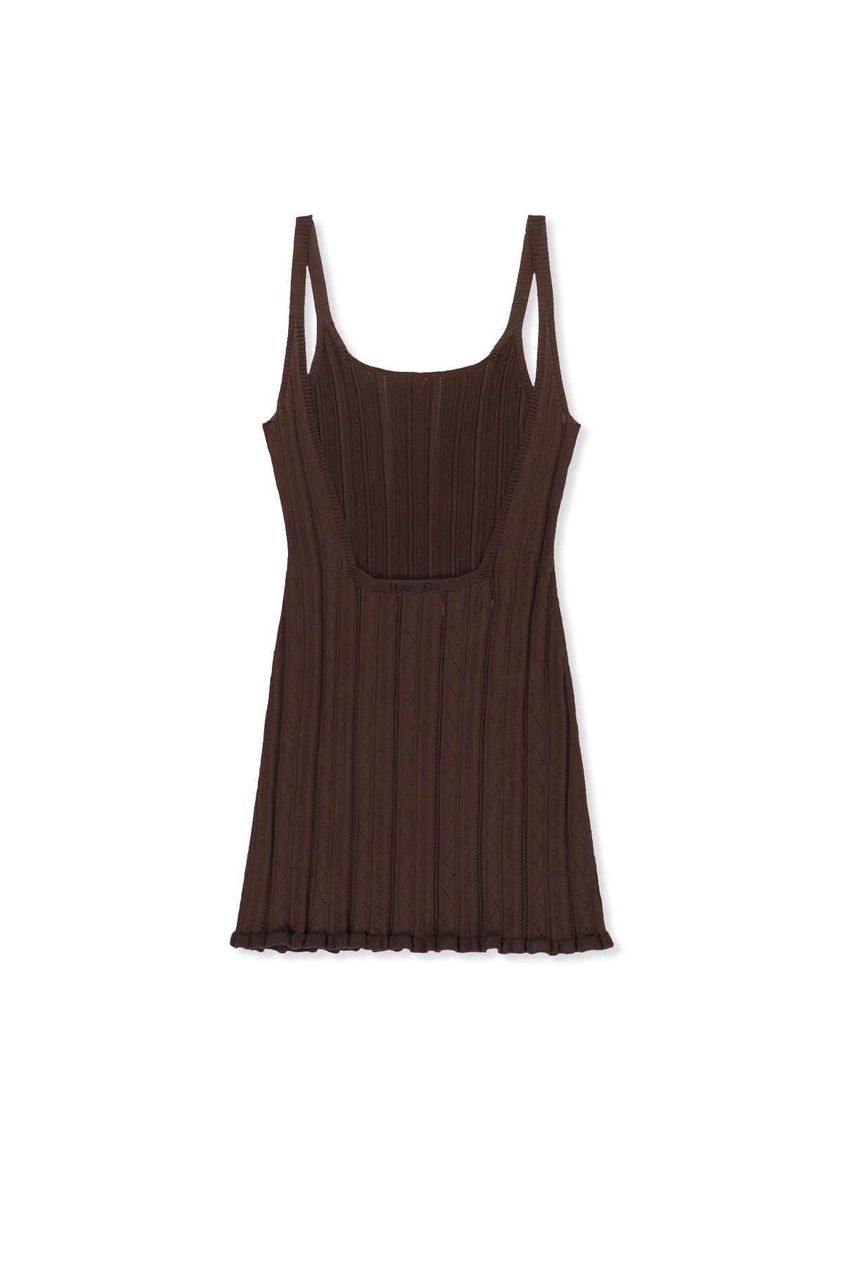 matinkim OPEN BACK RIBBED KNIT DRESS IN BROWN