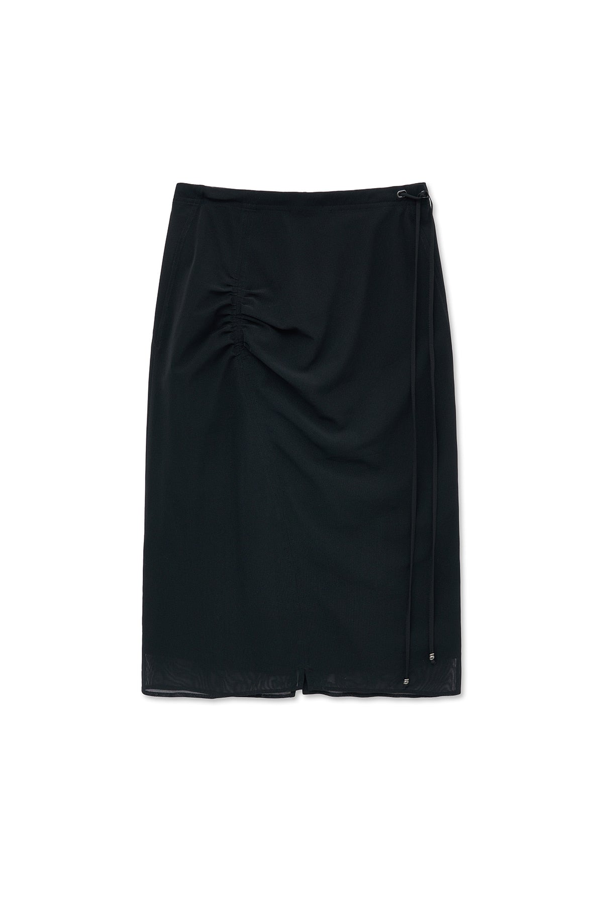 matinkim LAYERED STRING MIDI SKIRT IN BLACK