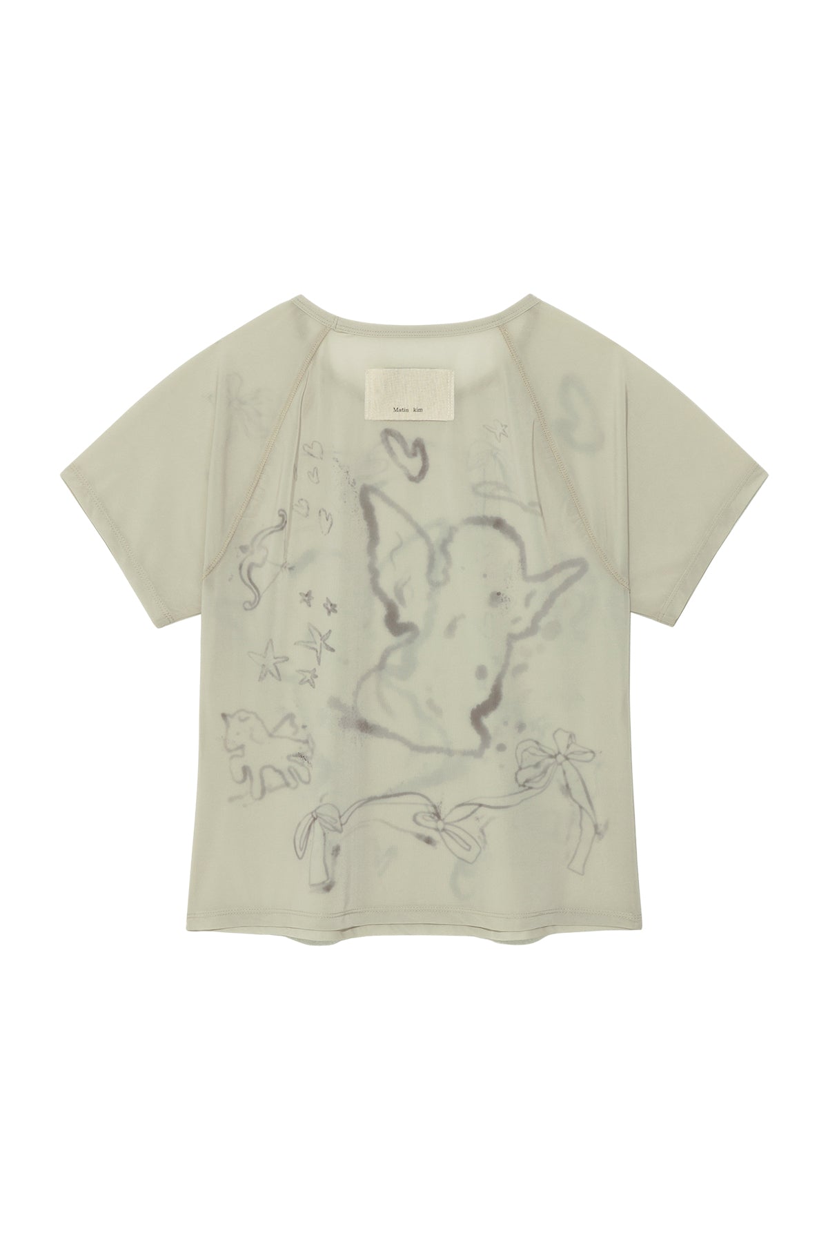 matinkim SEE THROUGH PRINTING TOP IN KHAKI BEIGE