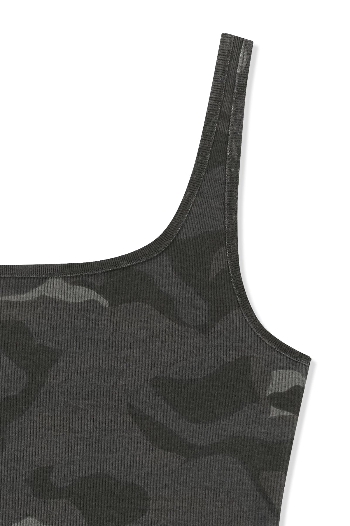 matinkim SQUARE NECK CROPPED TANK TOP IN CHARCOAL