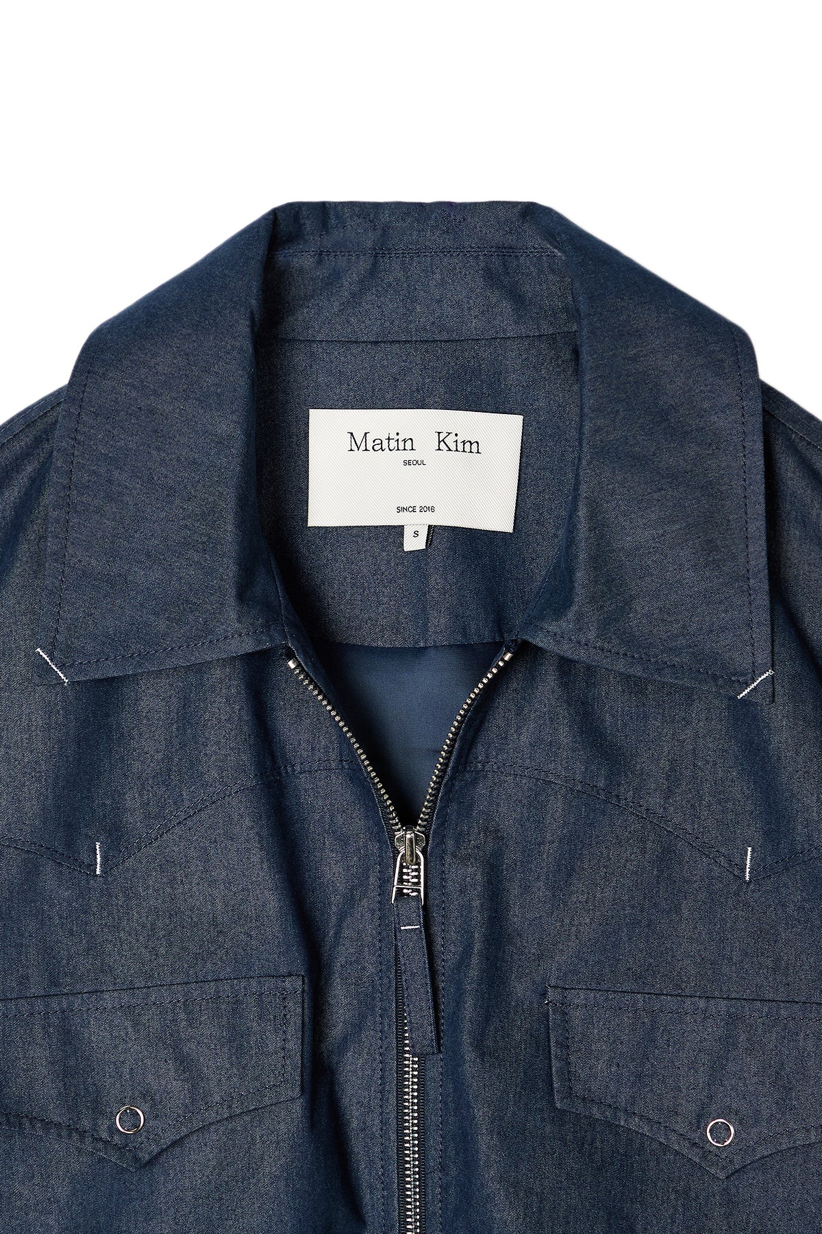 matinkim WESTERN DETAIL DENIM LIKE BLOUSON IN NAVY
