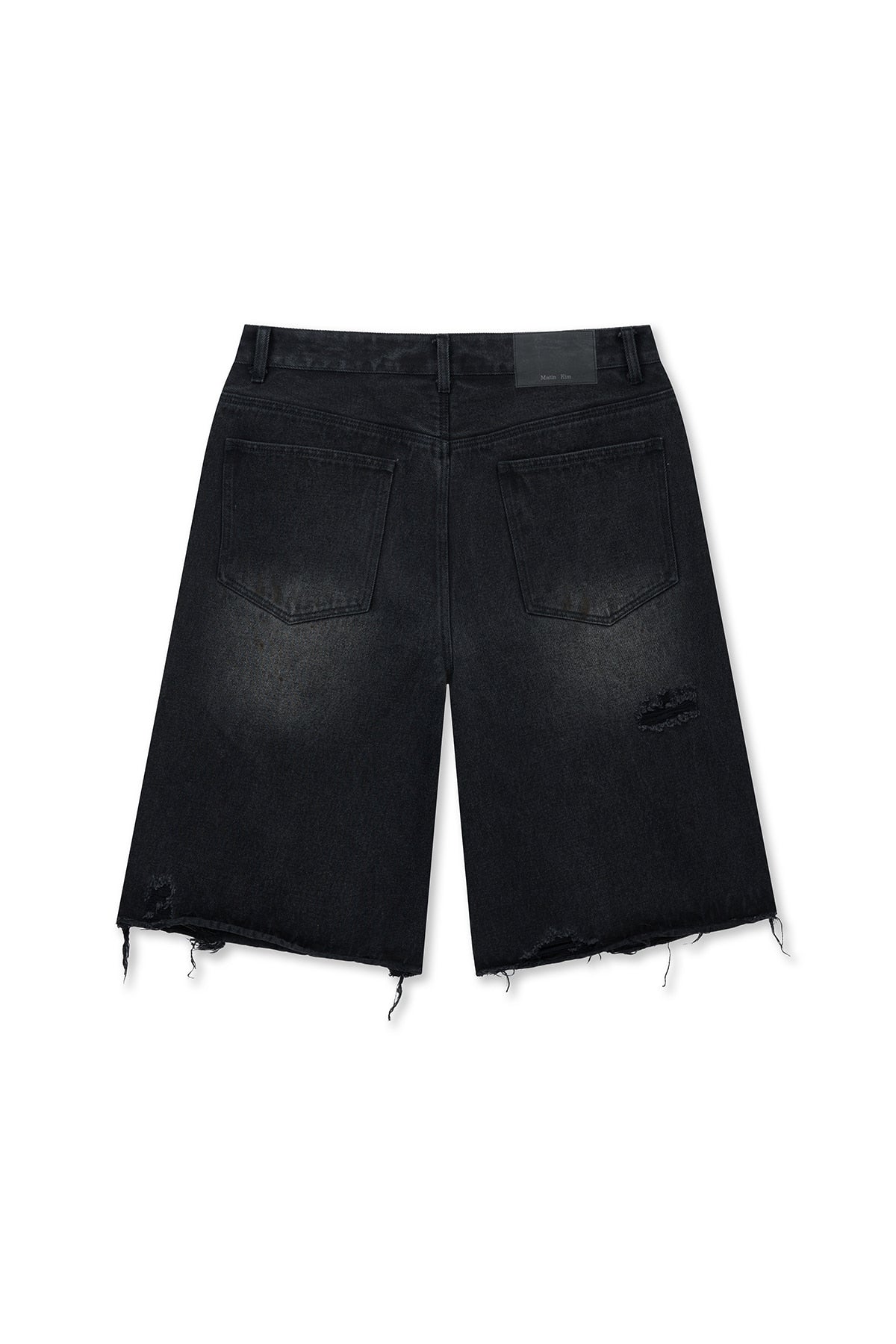 matinkim DESTROYED BERMUDA DENIM PANTS FOR MEN IN BLACK