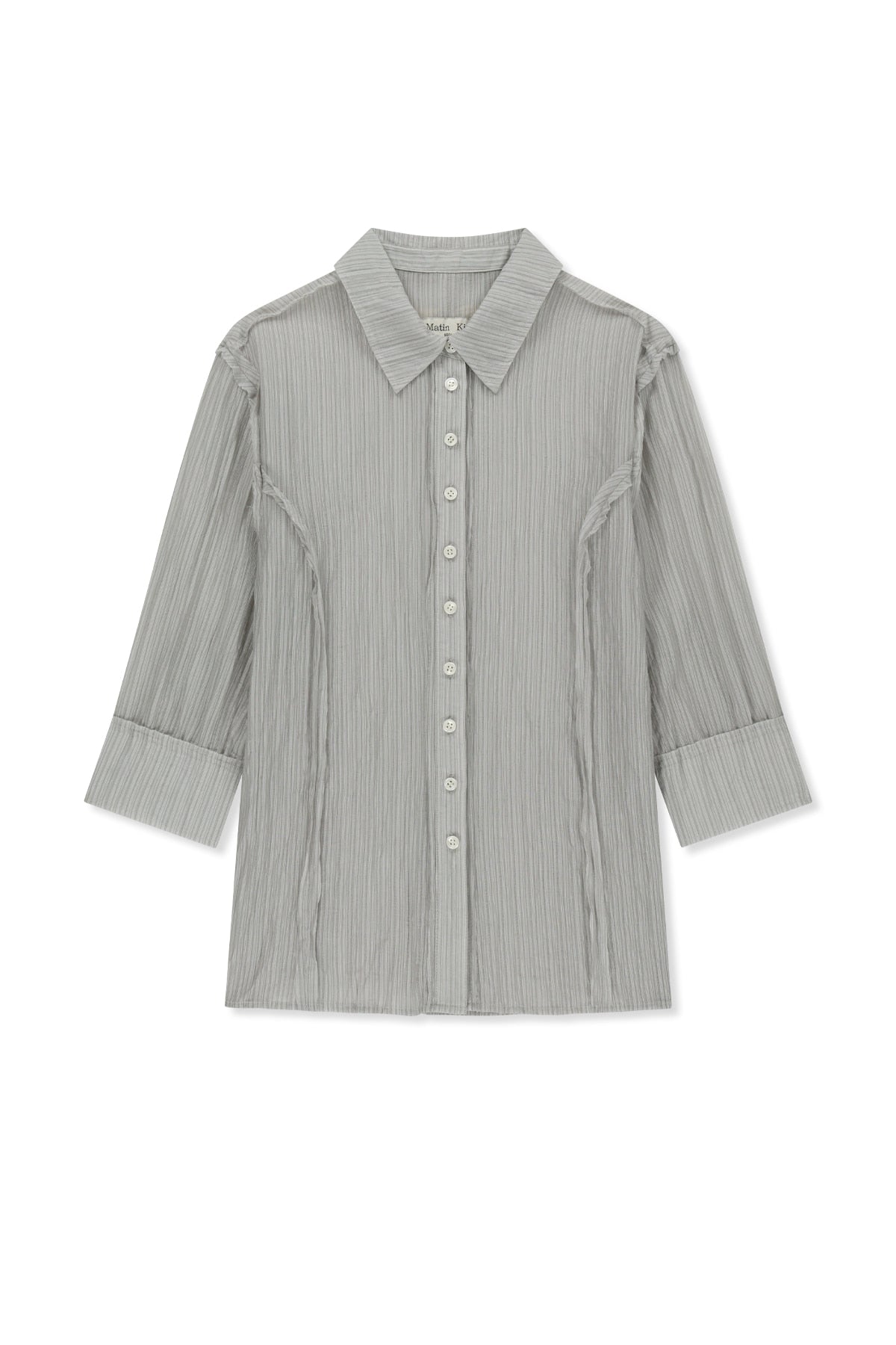matinkim RAW EDGE CRINKLE BLOUSE IN LIGHT GREY