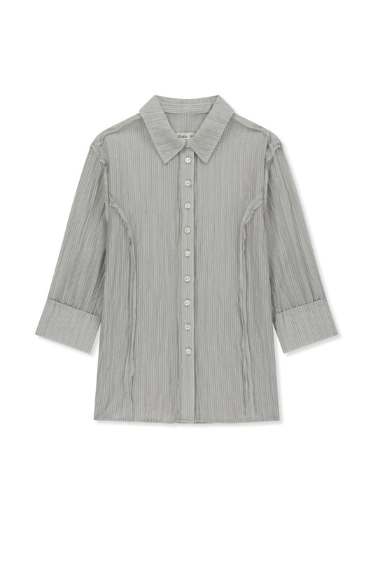 matinkim RAW EDGE CRINKLE BLOUSE IN LIGHT GREY