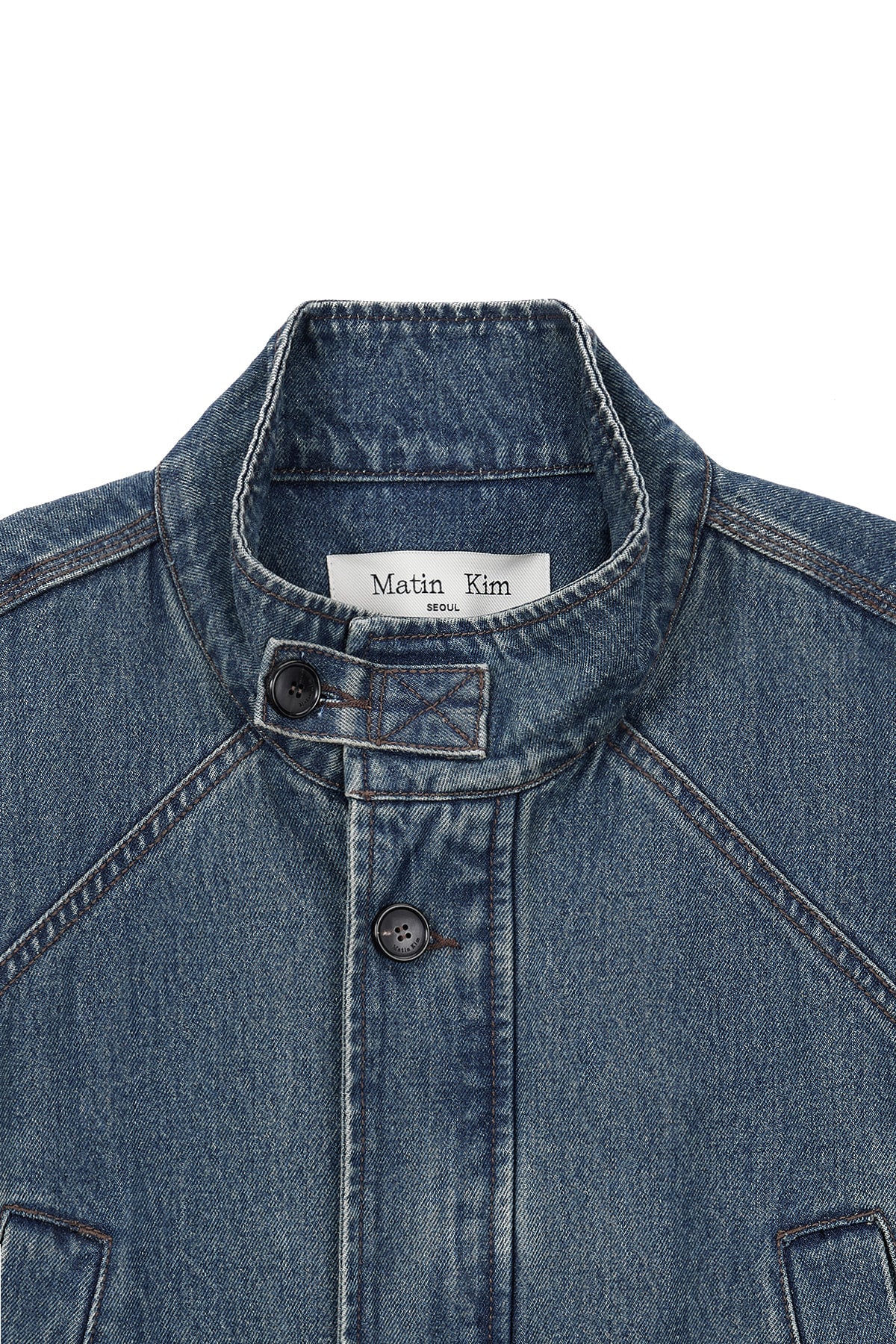 matinkim POCKET POINT MIDI DENIM JUMPER IN BLUE