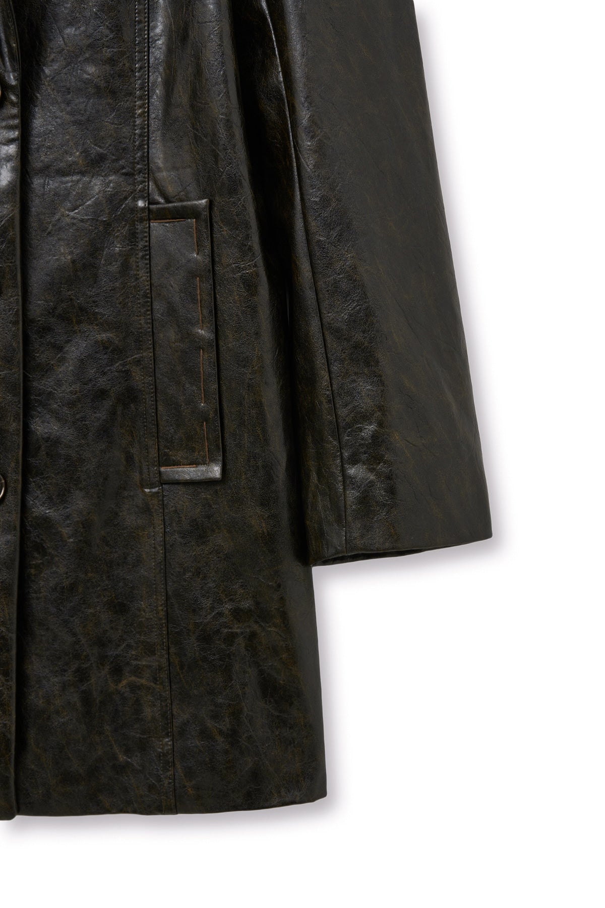 matinkim FAUX LEATHER HALF DOUBLE JACKET IN DARK BROWN