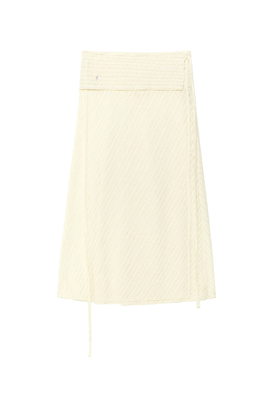 matinkim FOLDOVER LAYERED MAXI WRAP SKIRT IN IVORY