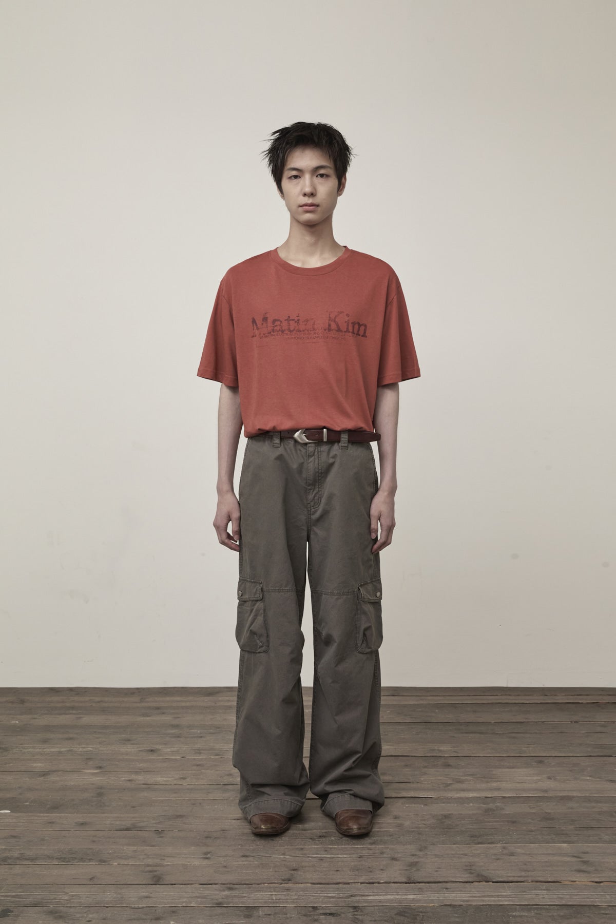 matinkim WASHED WIDE CARGO PANTS FOR MEN IN CHARCOAL