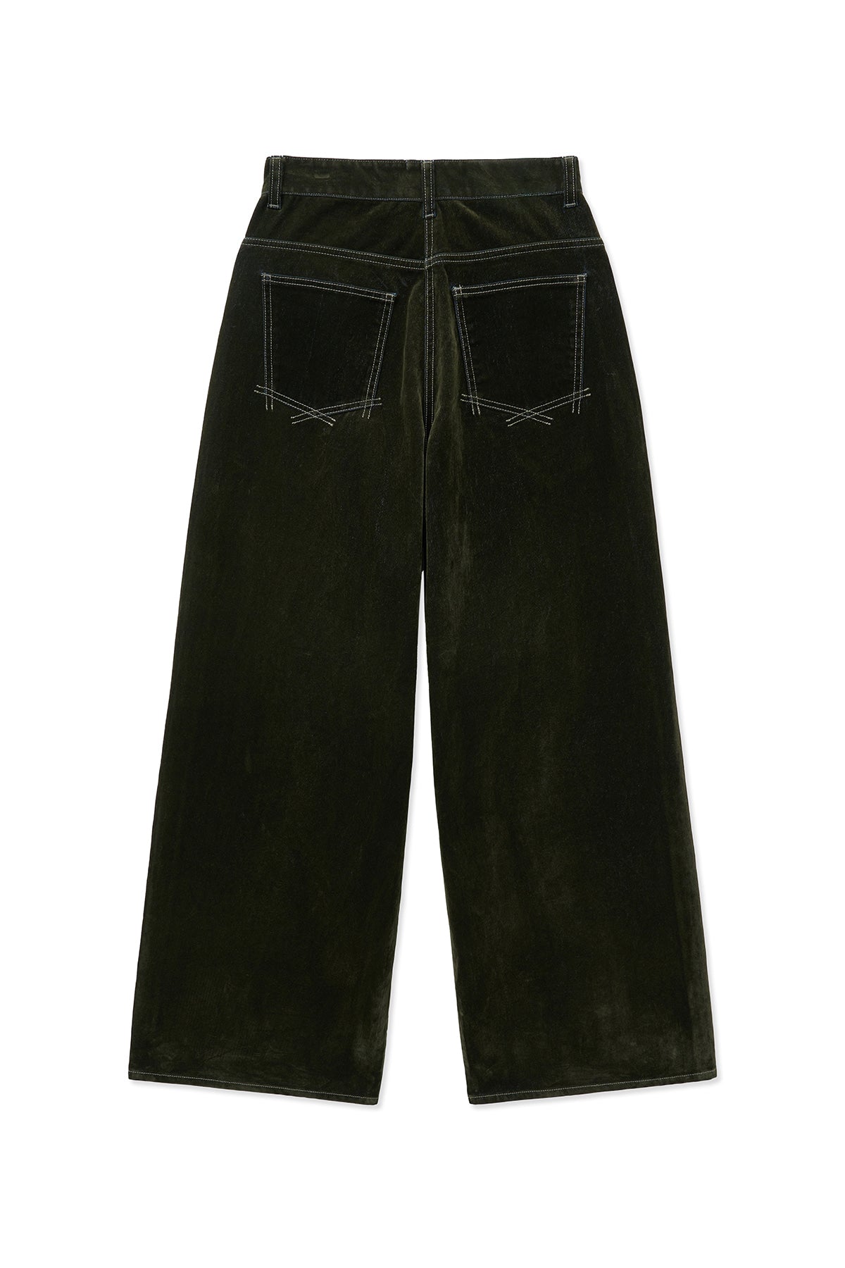 matinkim REVERSE VELVET WIDE DENIM PANTS IN KHAKI