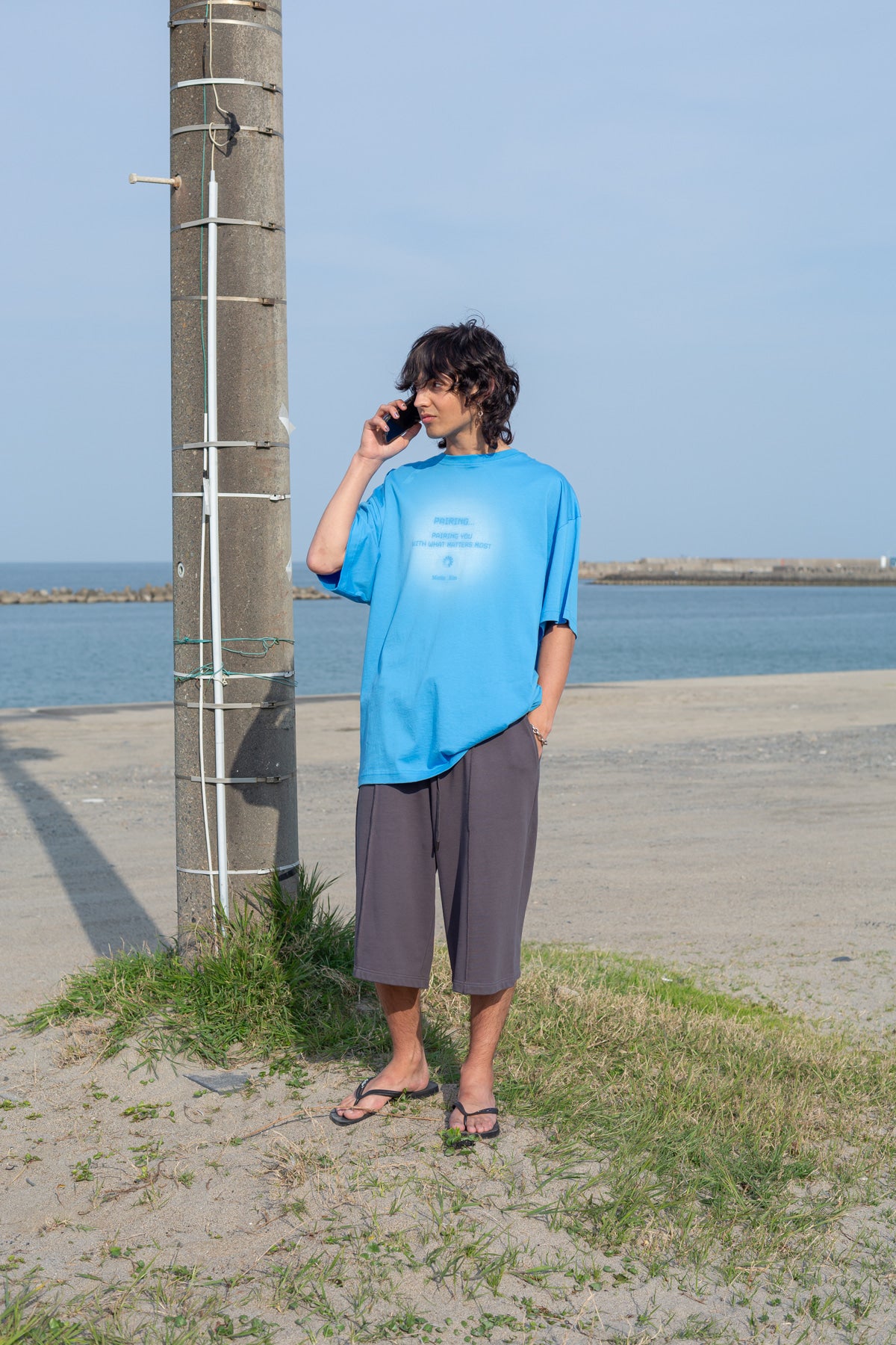 matinkim PAIRING LOGO PRINTING TOP FOR MEN IN BLUE
