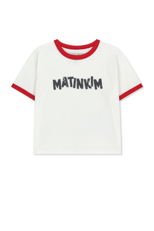 matinkim MATIN LOGO RINGER CROP TOP IN WHITE