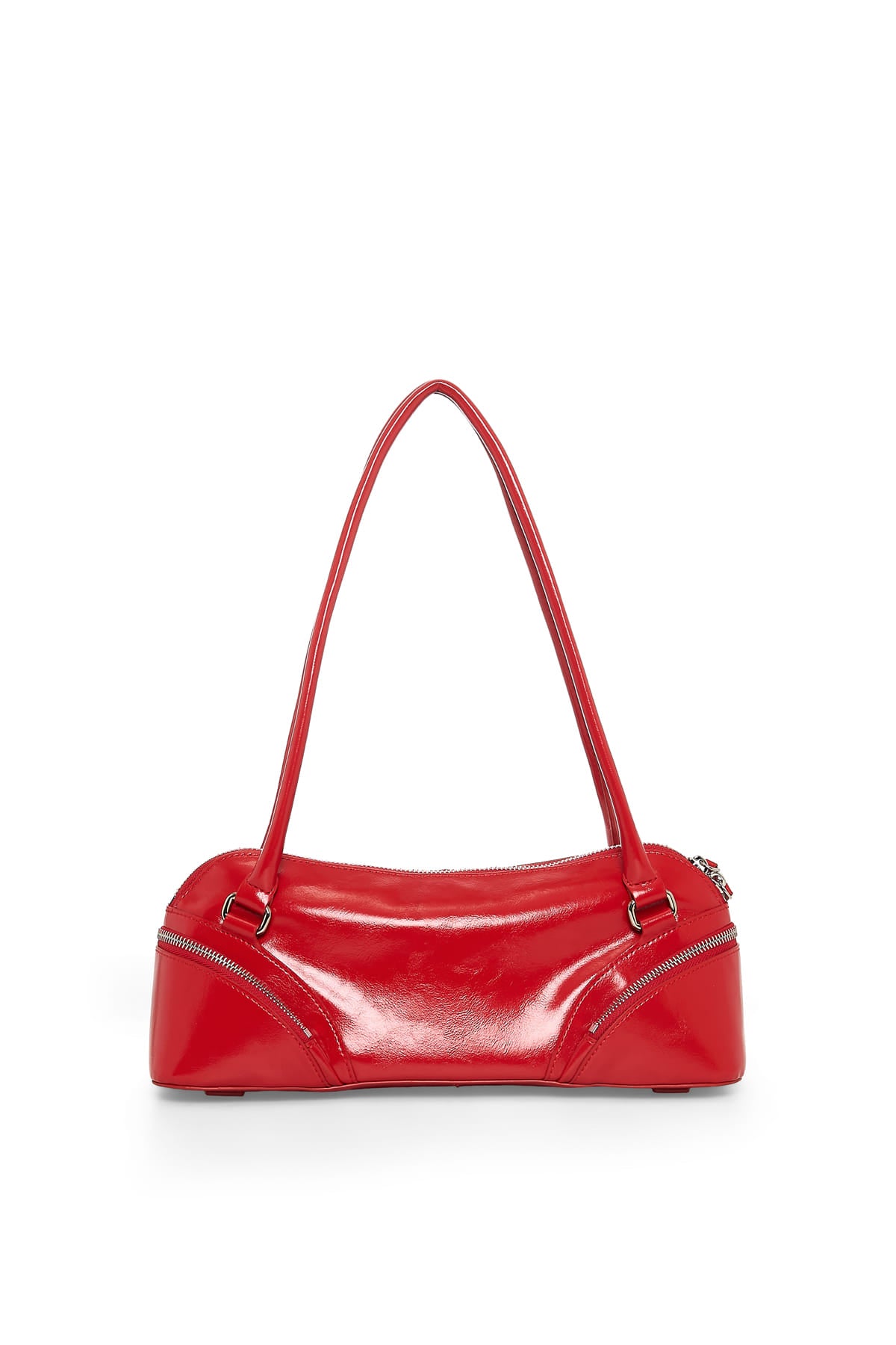 matinkim CURVE ZIP BAGUETTE BAG IN RED