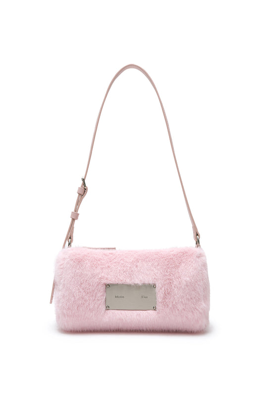 matinkim SOFT FUR MINI SHOULDER BAG IN PINK