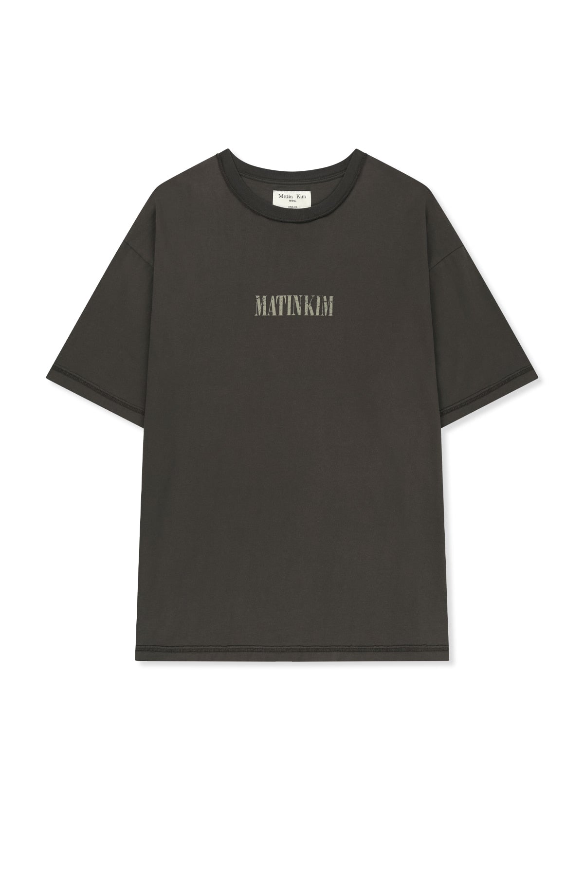 matinkim VINTAGE LETTERING GRAFFITI TOP IN CHARCOAL