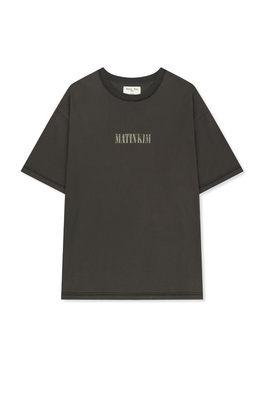 matinkim VINTAGE LETTERING GRAFFITI TOP IN CHARCOAL